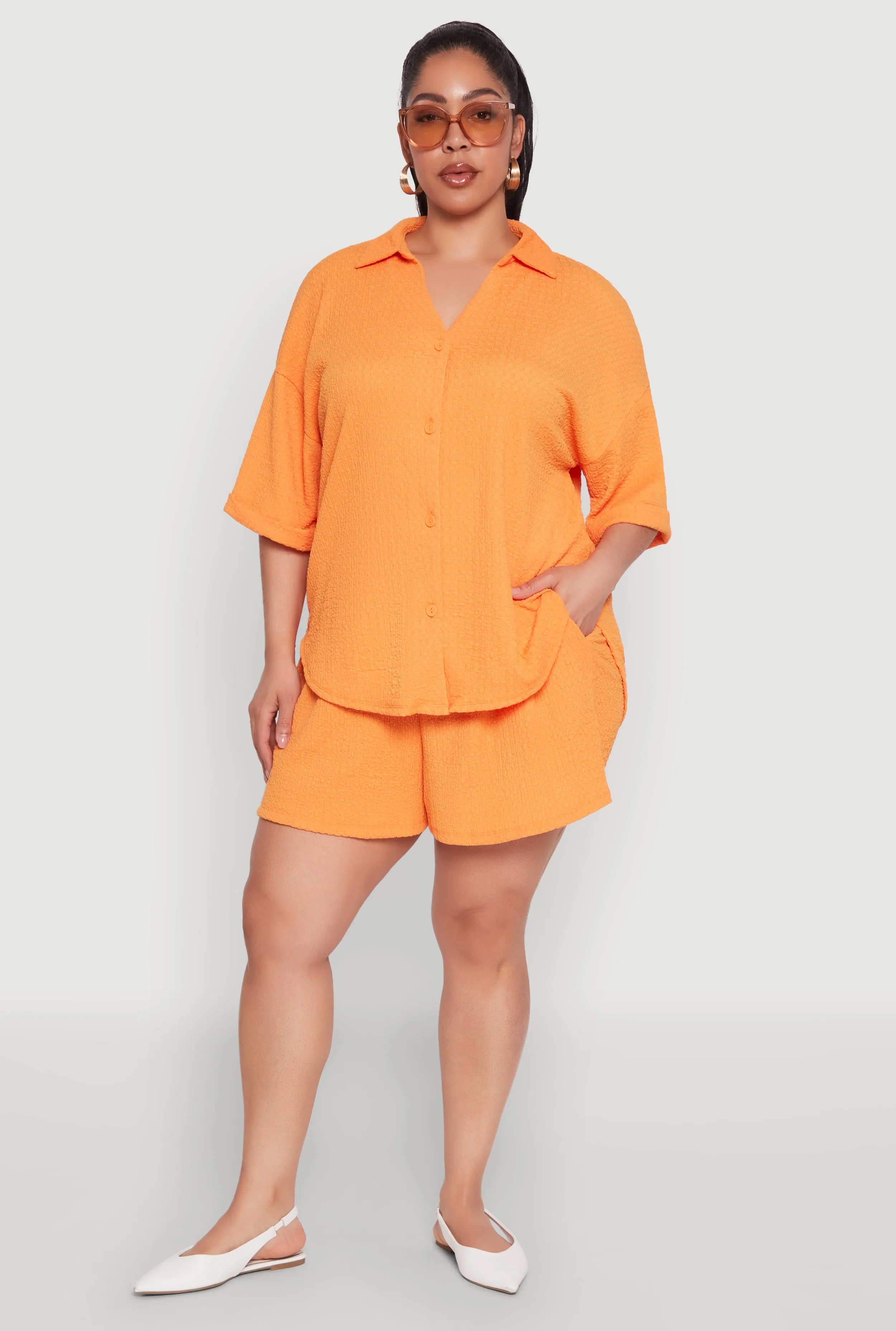 Plus Size Textured Knit Oversized Shirt sold by Rainbow product image thumbnail 2