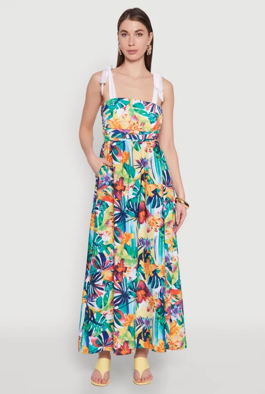 Tie Strap Floral Print Dress sold by Rainbow