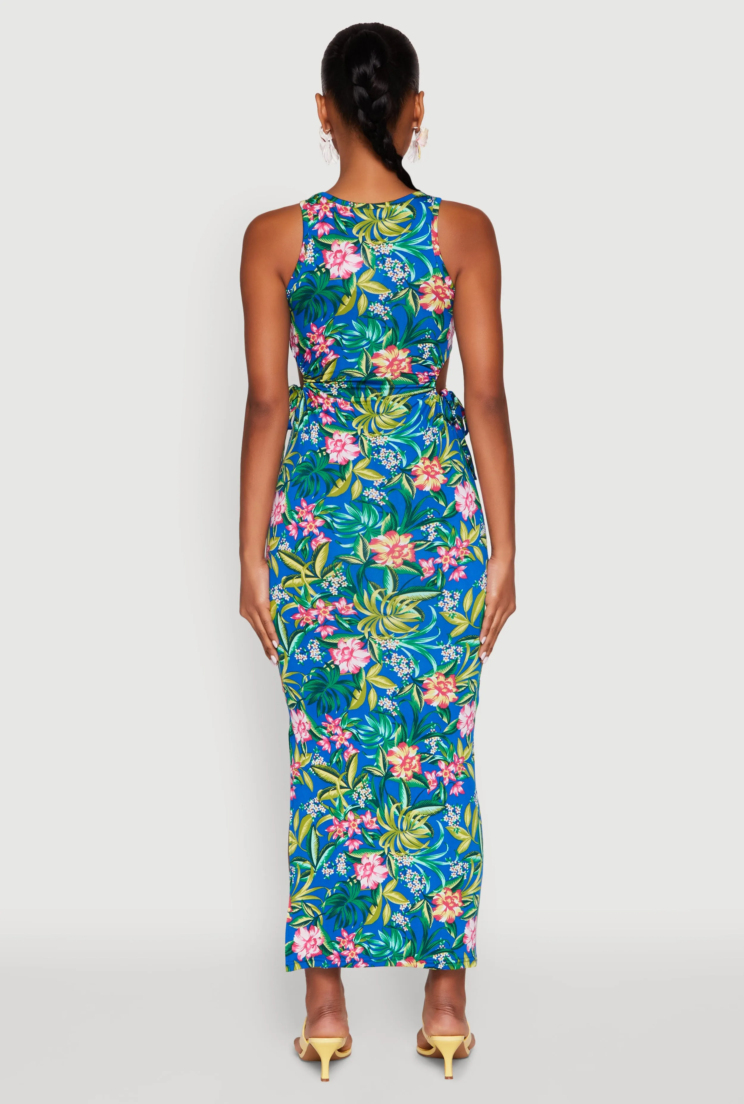 Floral Print Drawstring Side Cut Out Maxi Dress sold by Rainbow product image thumbnail 5