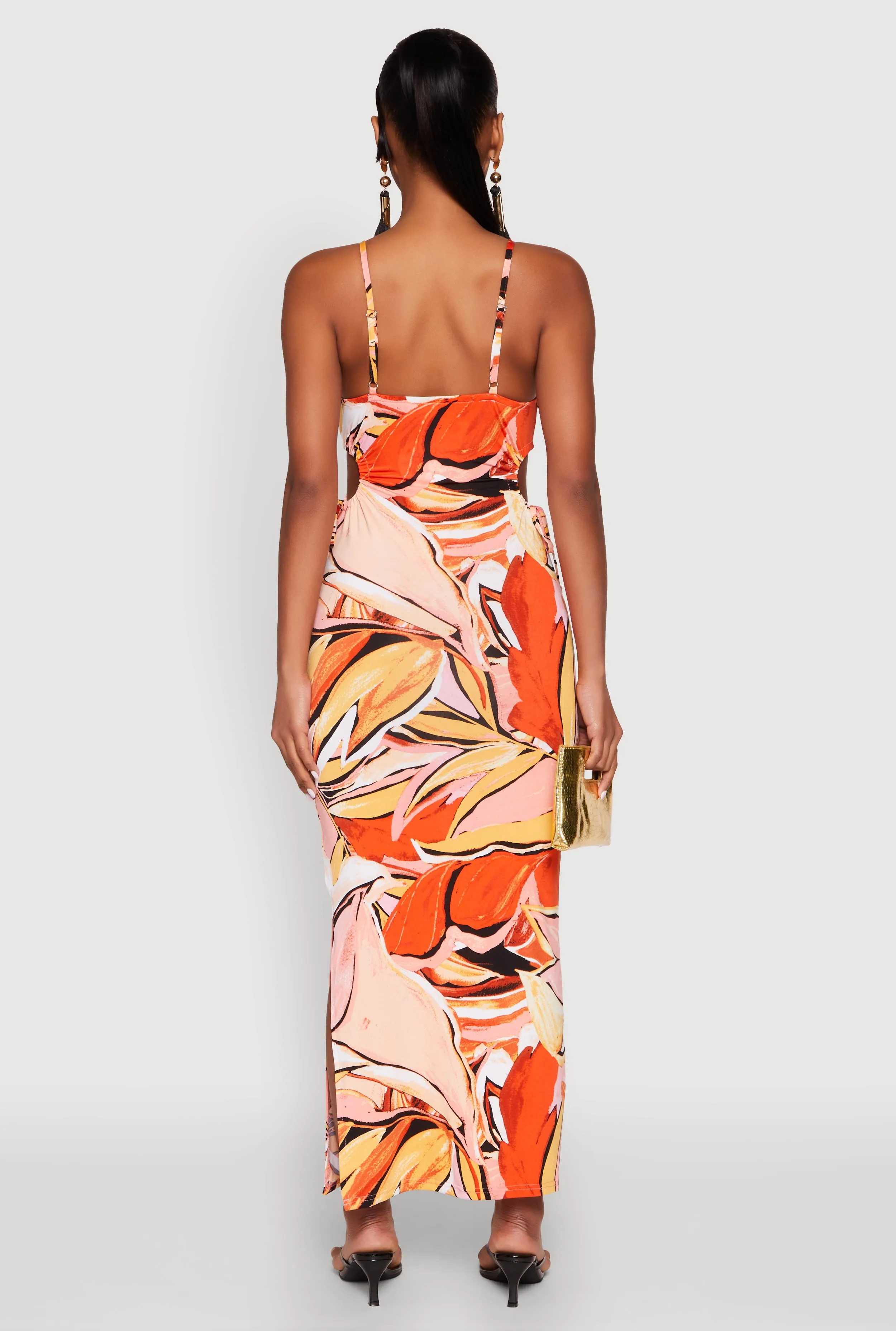 Printed Drawstring Side Cut Out Maxi Dress sold by Rainbow product image thumbnail 5