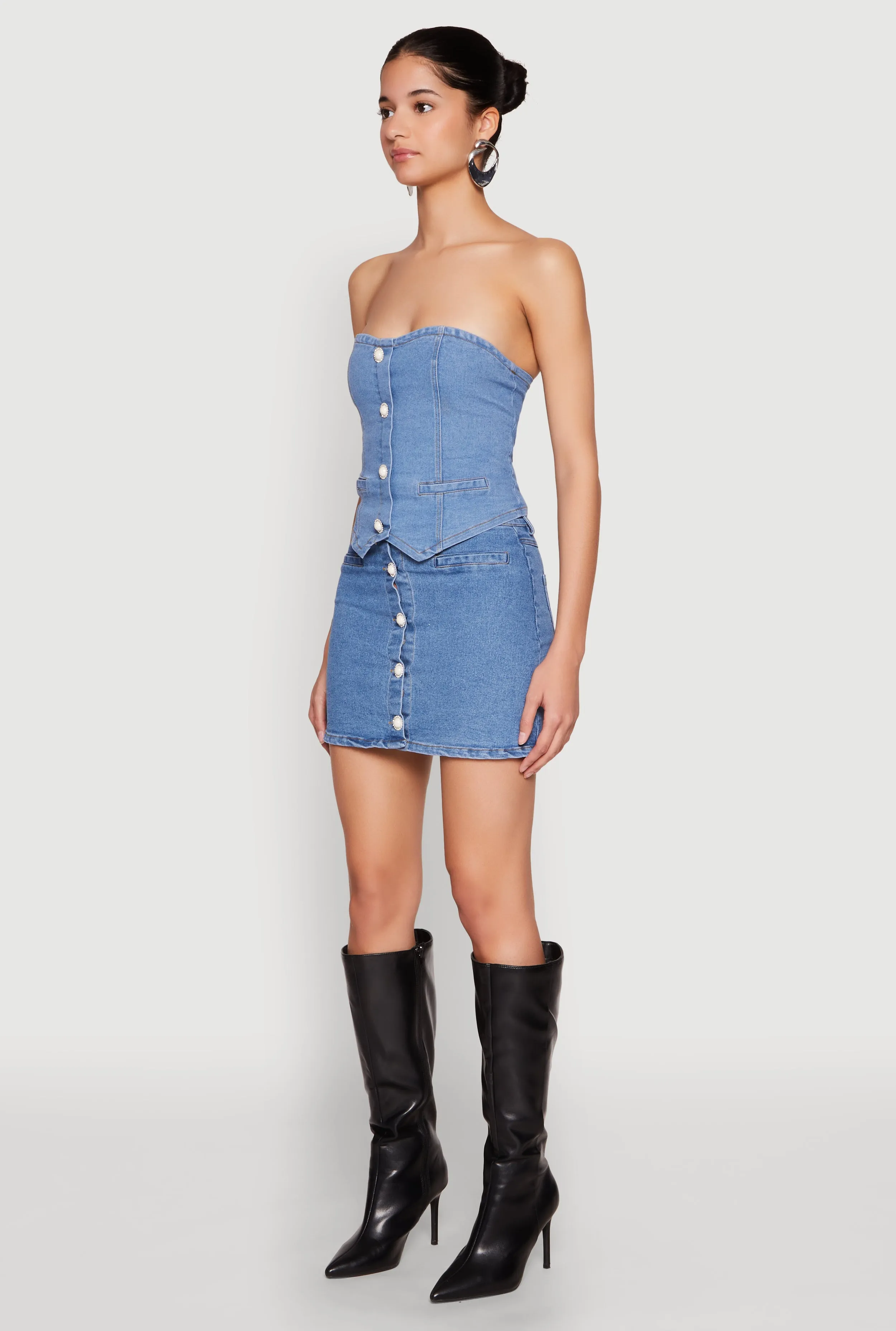 Faux Pearl Denim Tube Top sold by Rainbow product image thumbnail 5