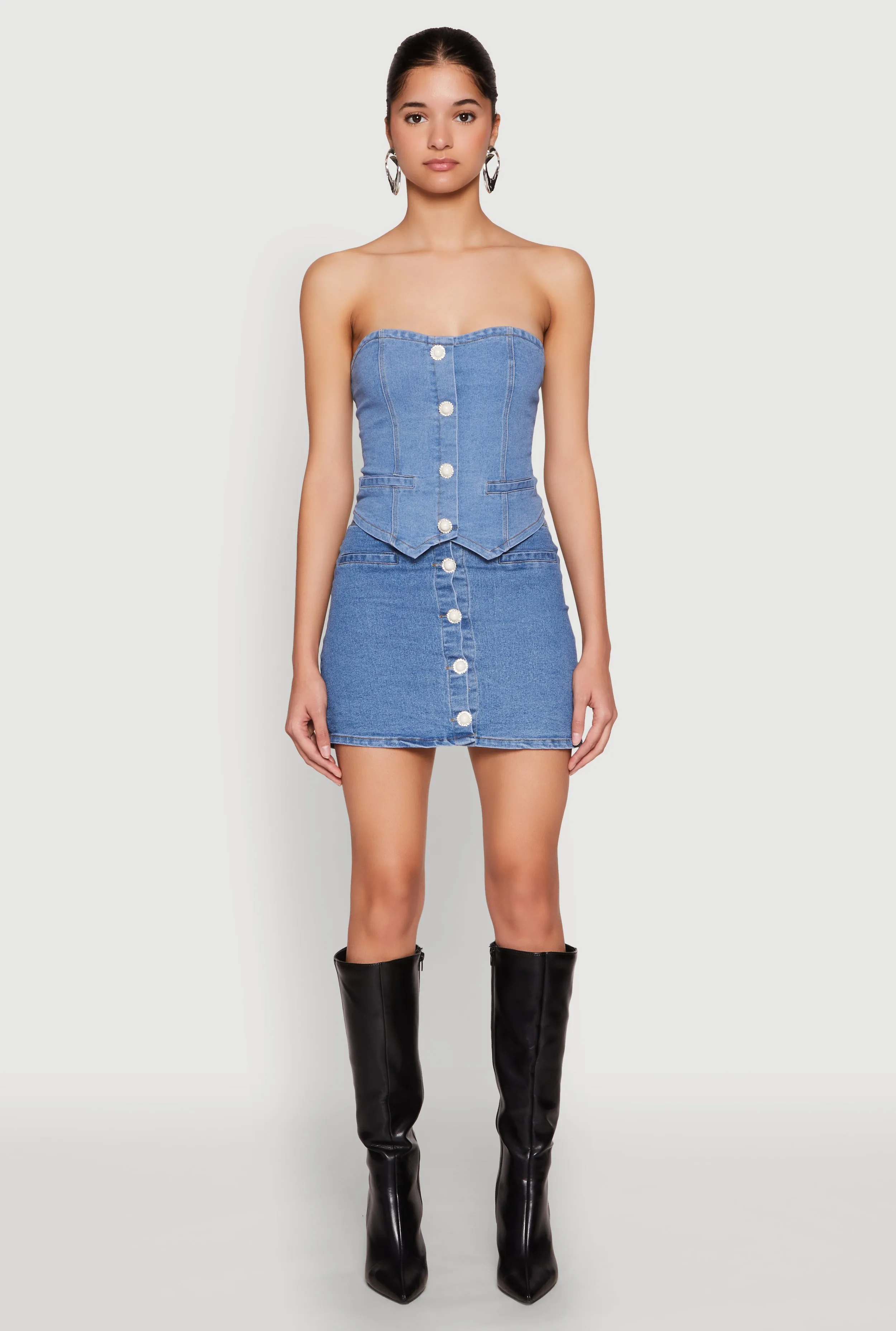 Faux Pearl Denim Tube Top sold by Rainbow product image thumbnail 3