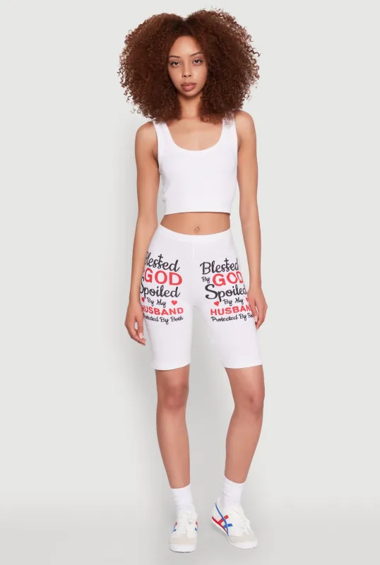 Blessed By God Graphic Biker Shorts sold by Rainbow