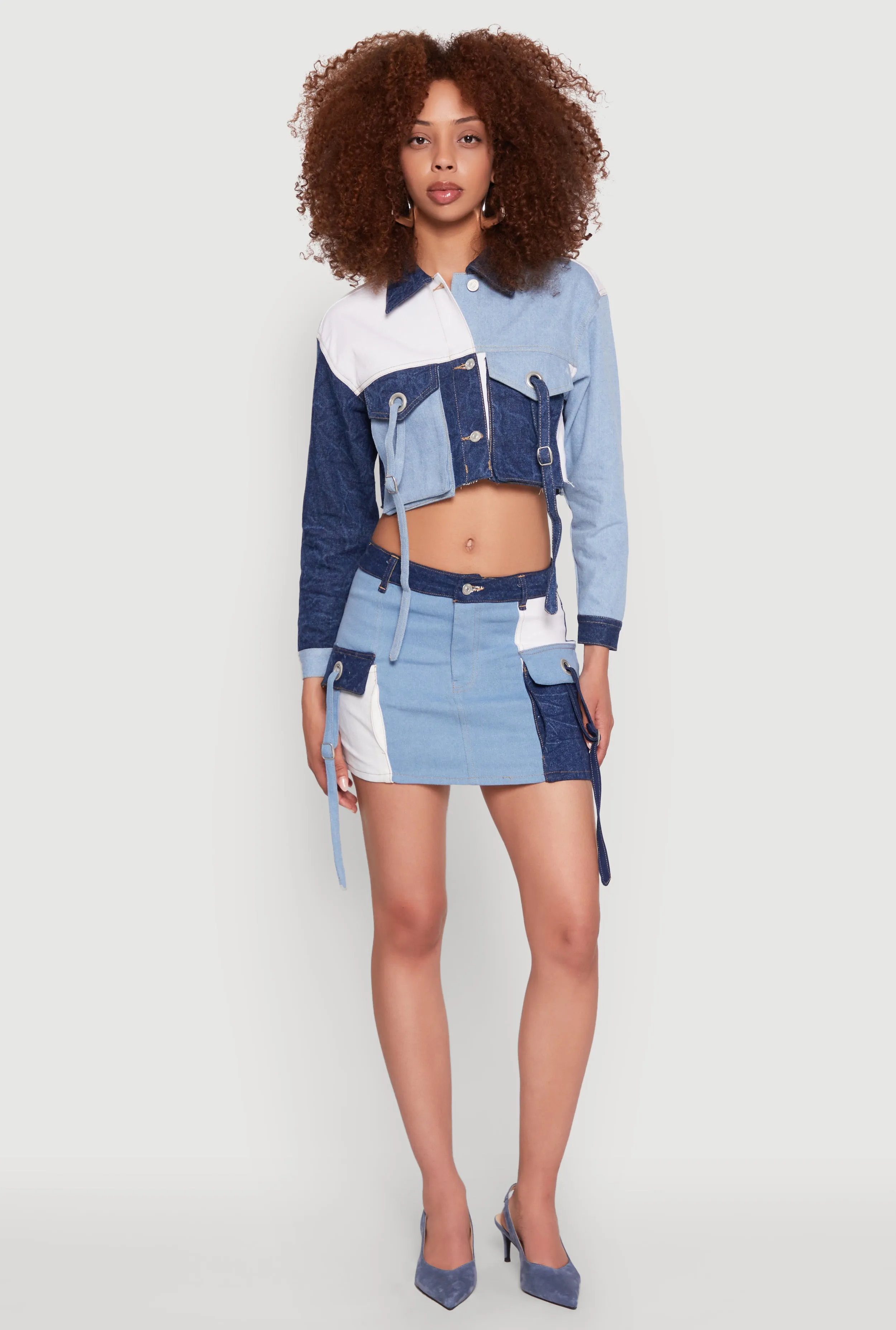 Color Blocked Denim Jacket sold by Rainbow