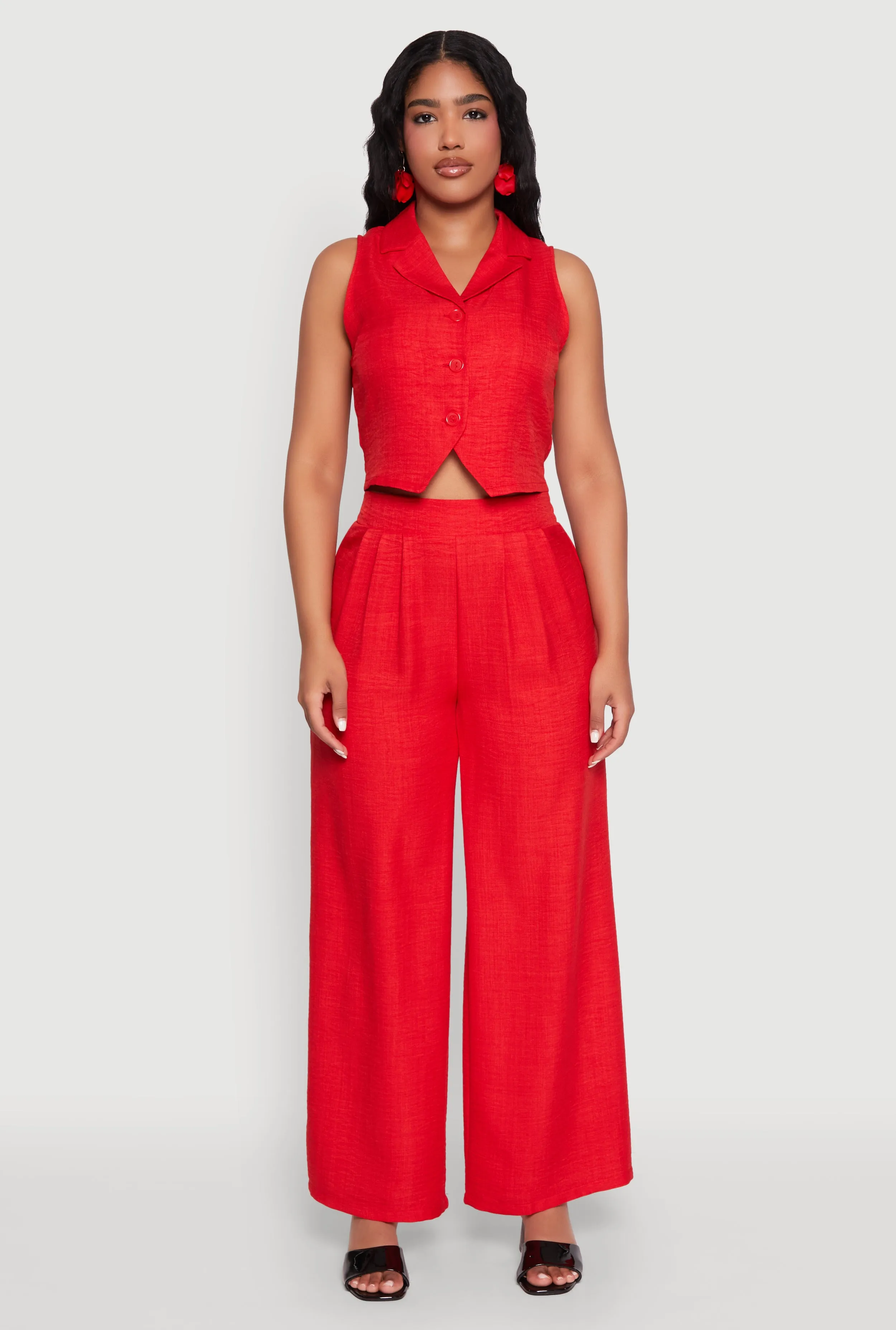 High Waisted Pleated Palazzo Pants sold by Rainbow