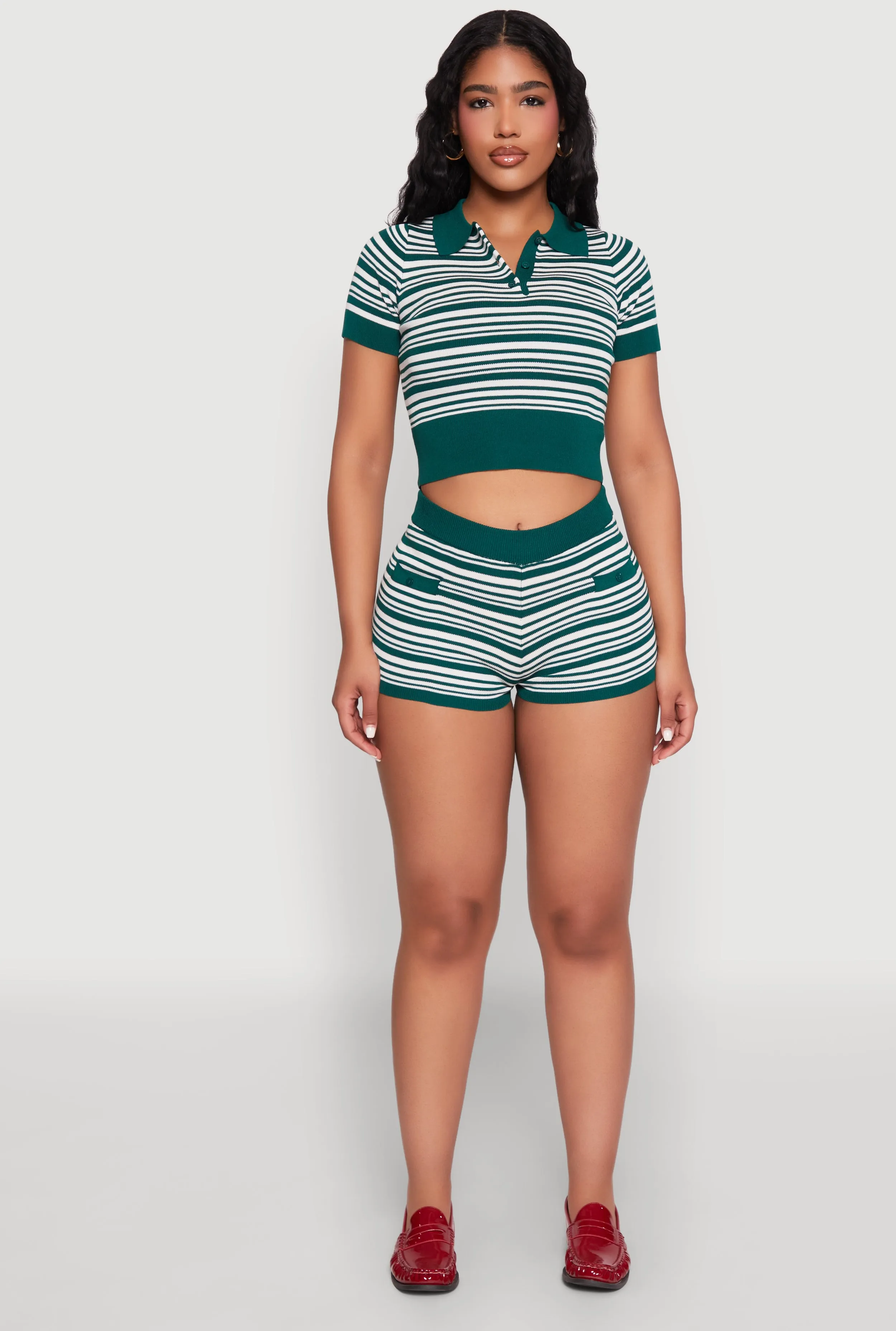 Daisy Striped Polo Crop Top sold by Rainbow product image thumbnail 3