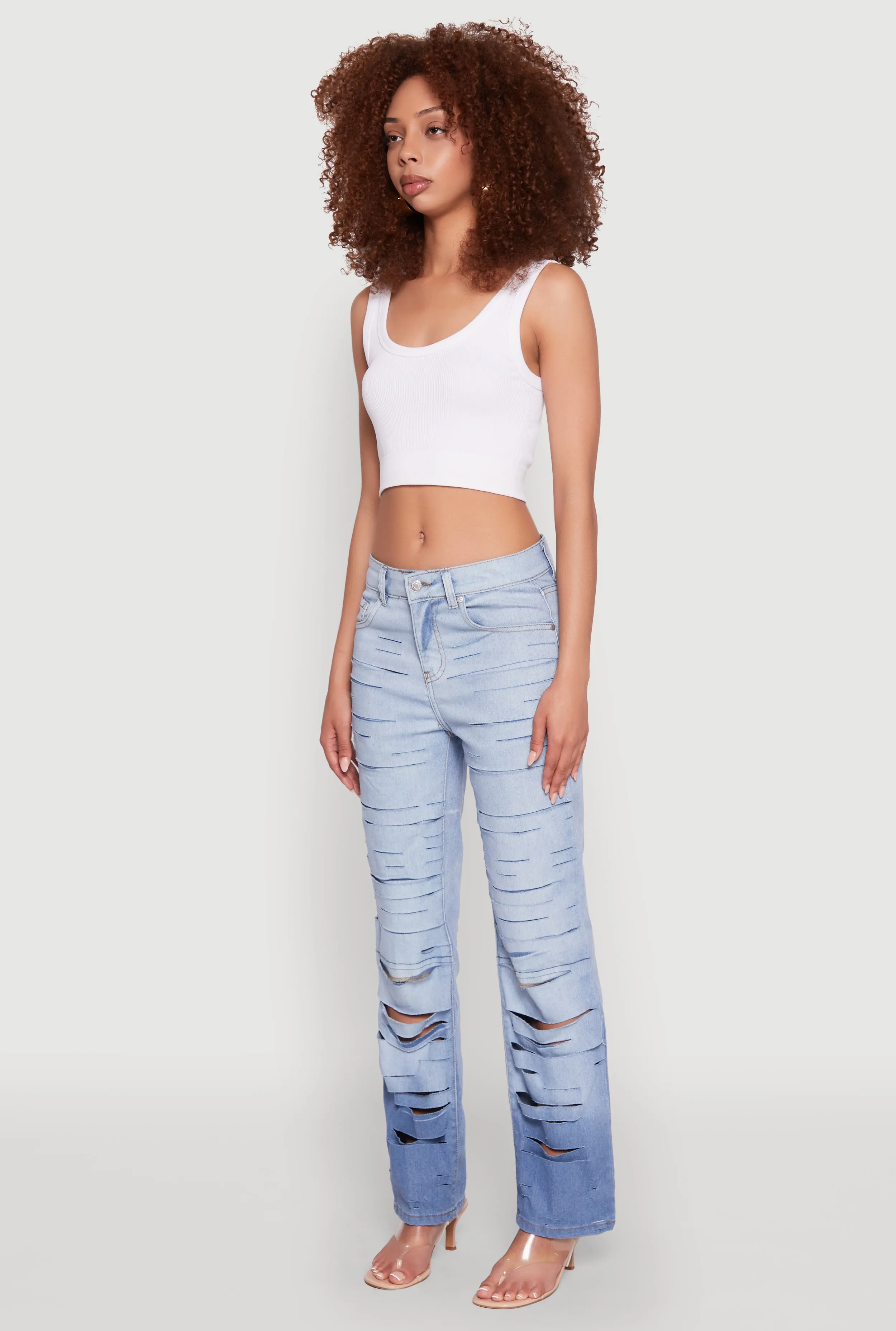 Ombre Slashed Straight Leg Jeans sold by Rainbow product image thumbnail 3