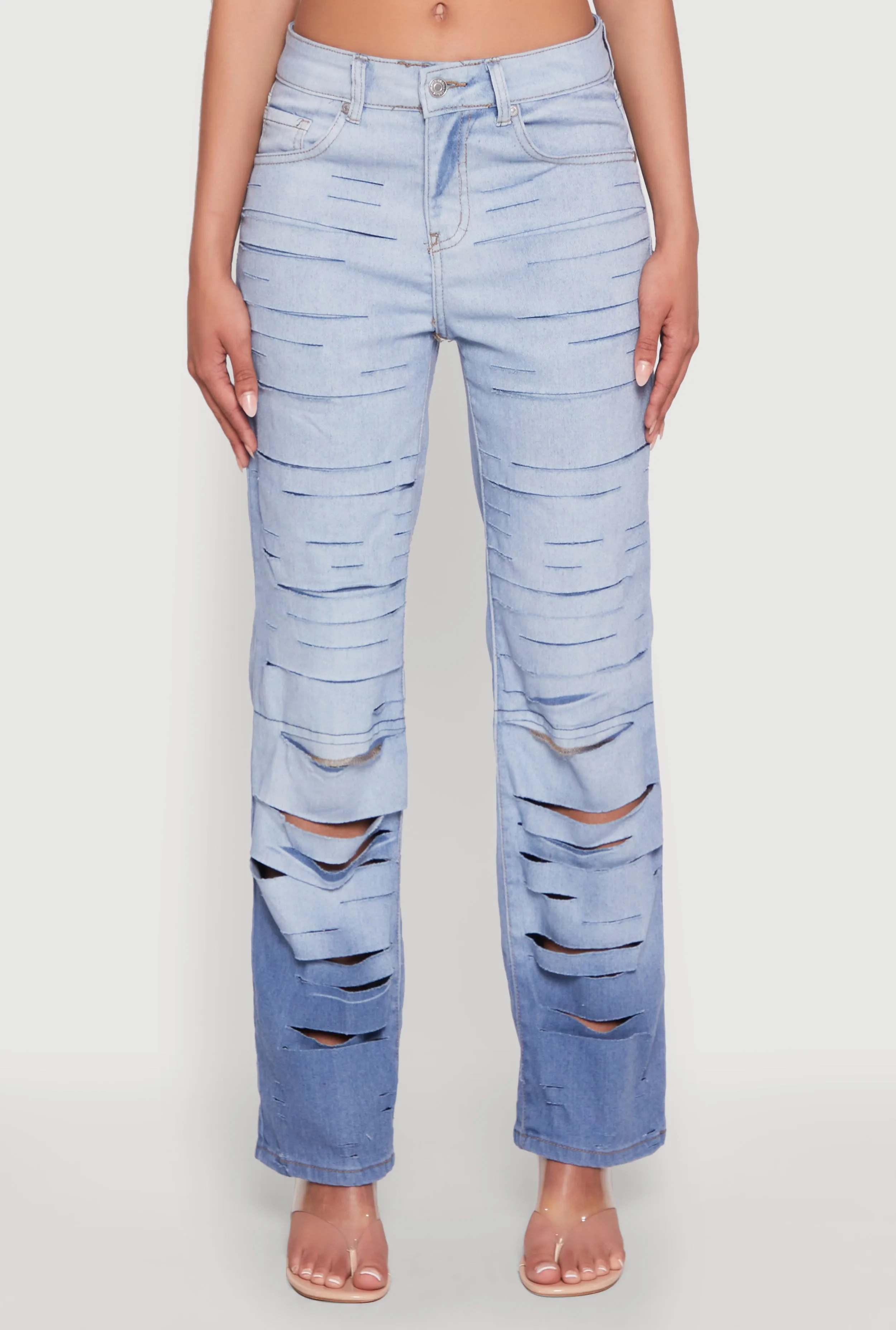 Ombre Slashed Straight Leg Jeans sold by Rainbow product image thumbnail 5