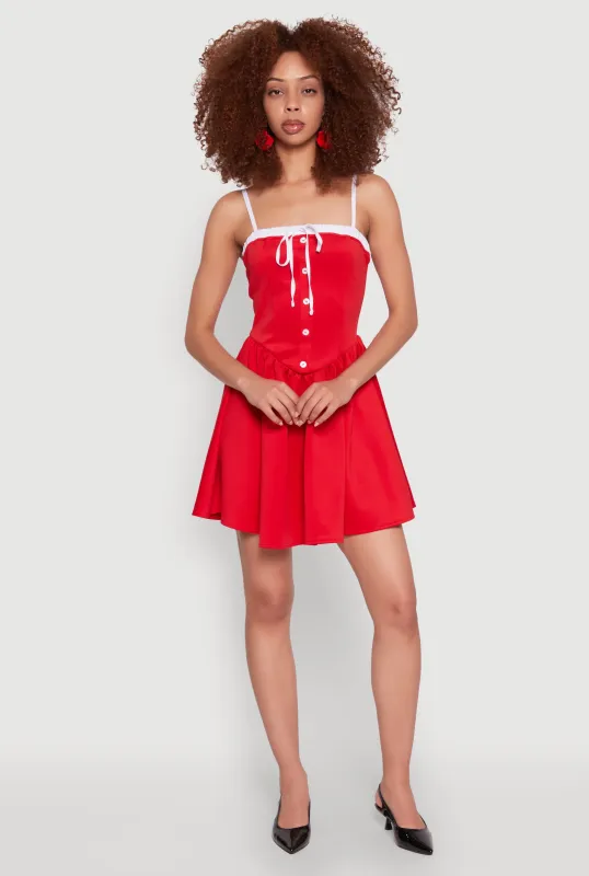 Contrast Trim Corset Skater Dress sold by Rainbow