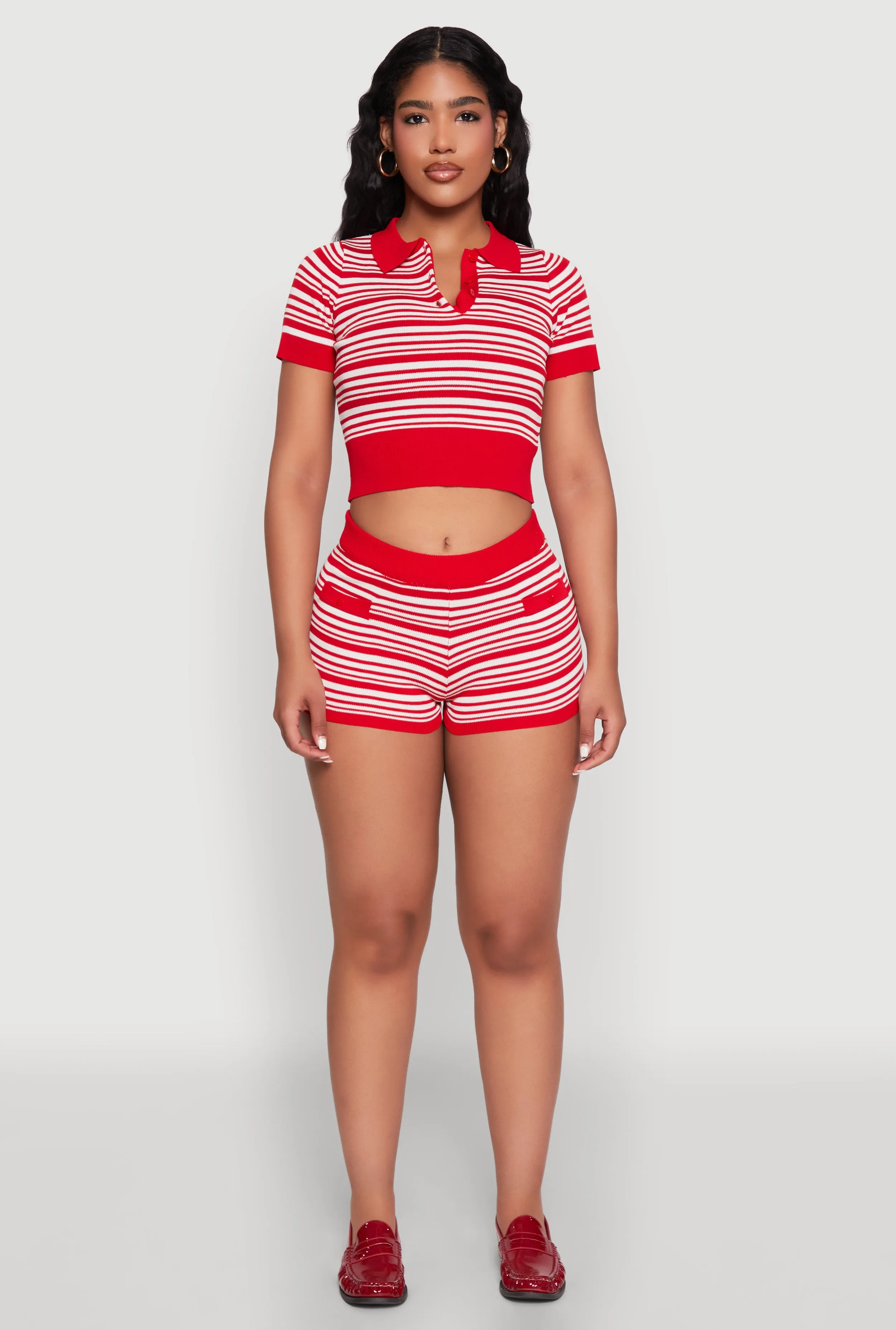Daisy Striped Polo Crop Top sold by Rainbow product image thumbnail 3