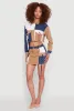 Color Blocked Denim Cargo Skirt sold by Rainbow