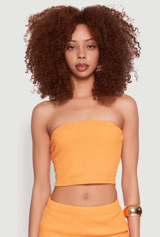 Texture Knit Cropped Tube Top sold by Rainbow