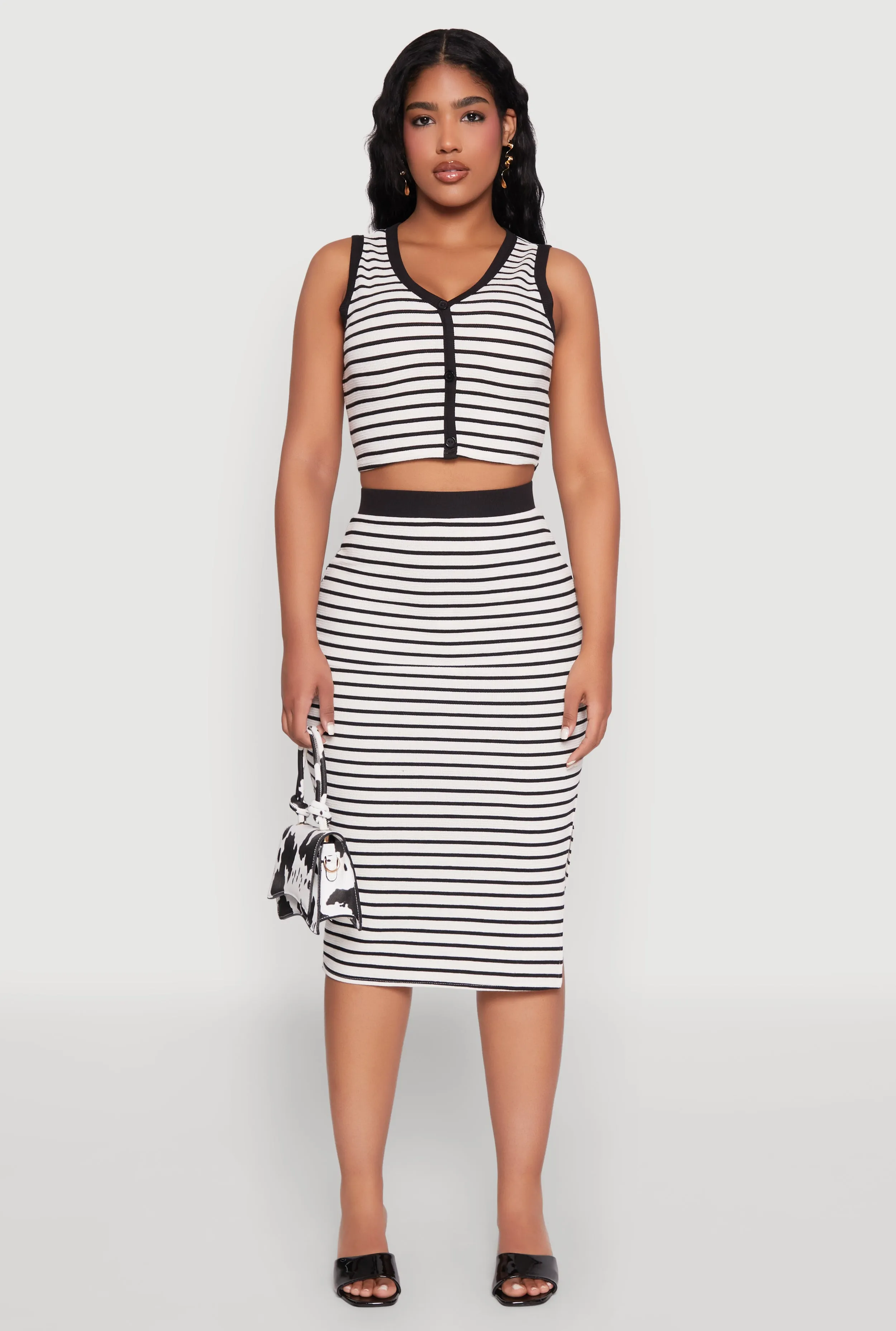 Striped Button Front Cropped Cardigan sold by Rainbow product image thumbnail 3