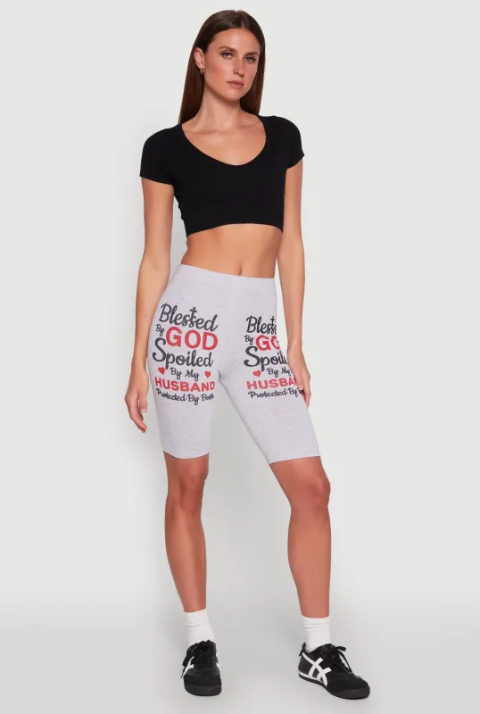 Blessed By God Graphic Biker Shorts sold by Rainbow