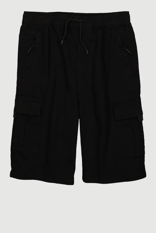 Boys Drawstring Waist Cargo Pocket Shorts sold by Rainbow