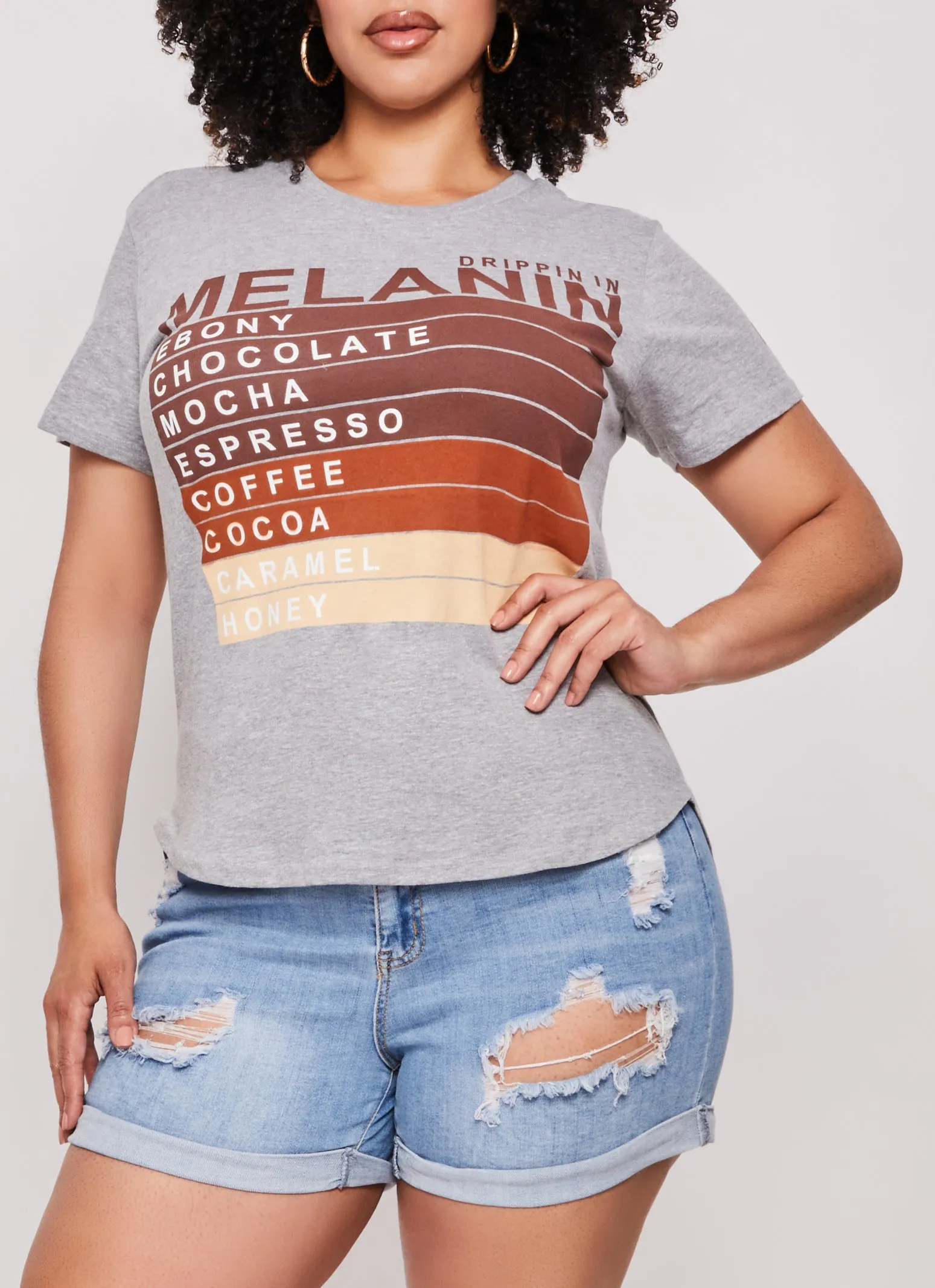 Plus Size Drippin In Melanin Graphic Tee sold by Rainbow