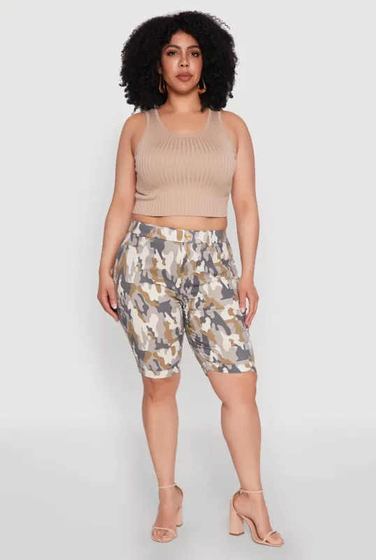 Plus Size Patterned Hyper Stretch Bermuda Shorts sold by Rainbow
