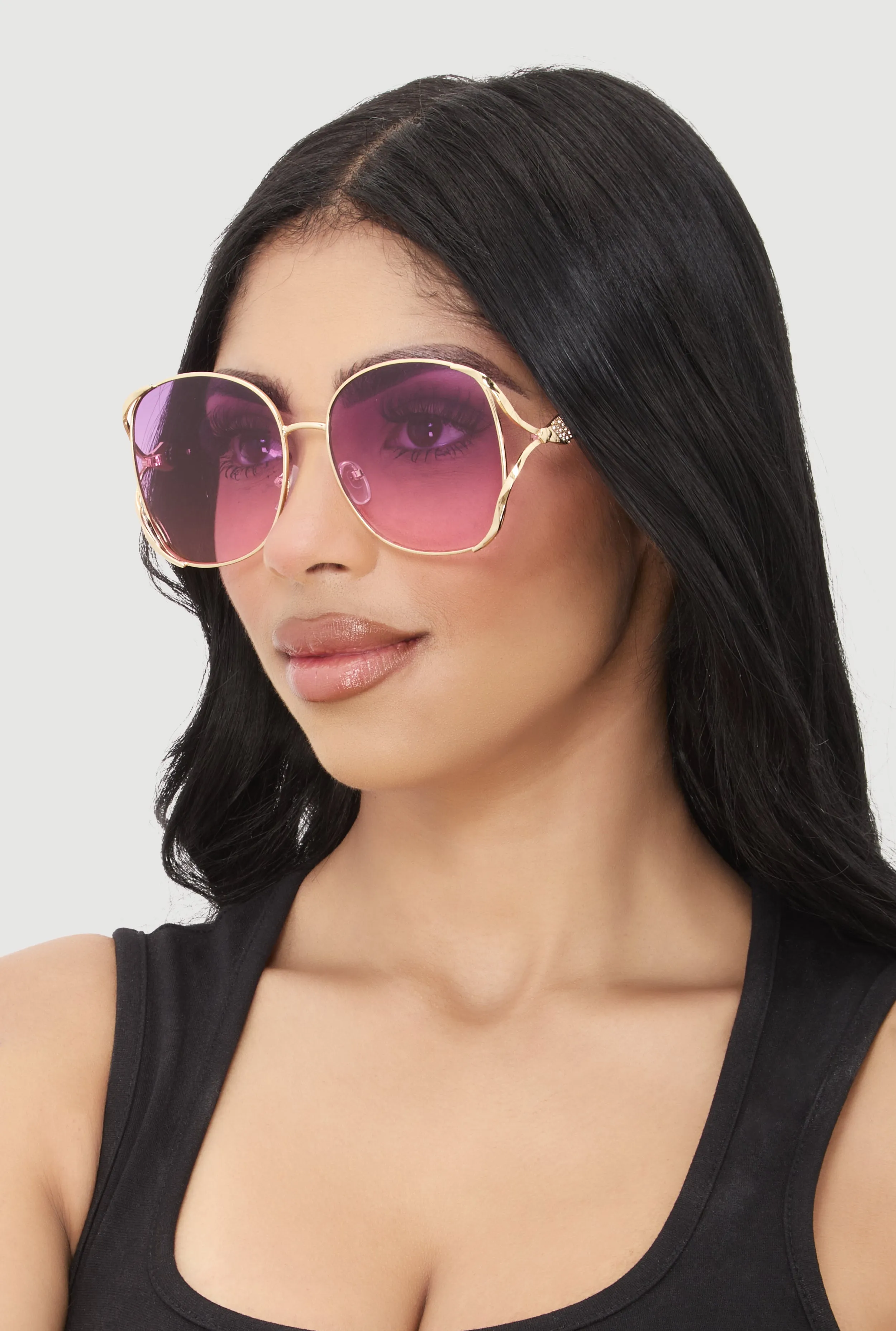 Rhinestone Side Detail Oversized Sunglasses sold by Rainbow product image thumbnail 2