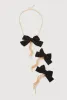 Bow Tassel Necklace and Drop Earrings Set sold by Rainbow