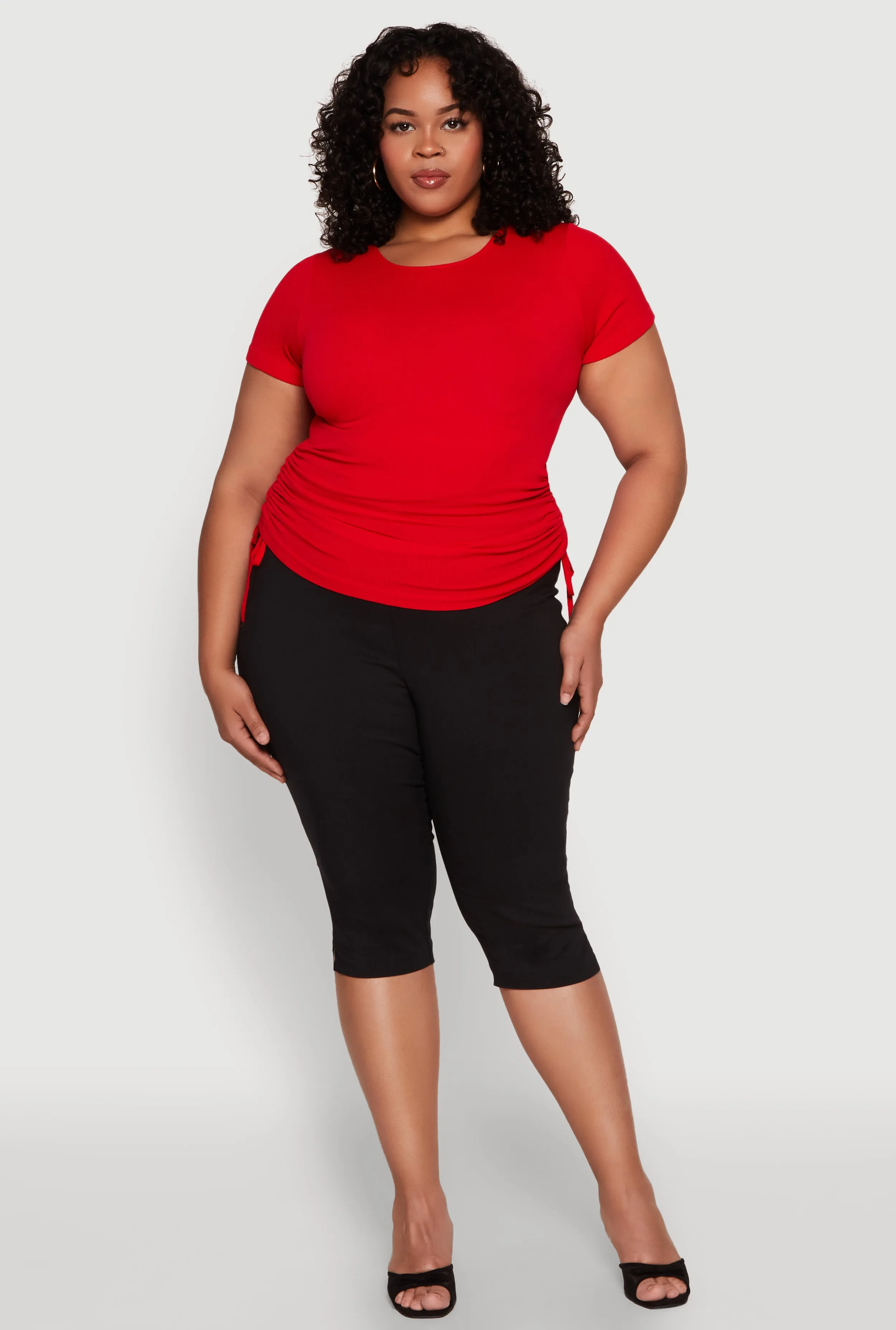 Plus Size Seamless Drawstring Side Tee sold by Rainbow