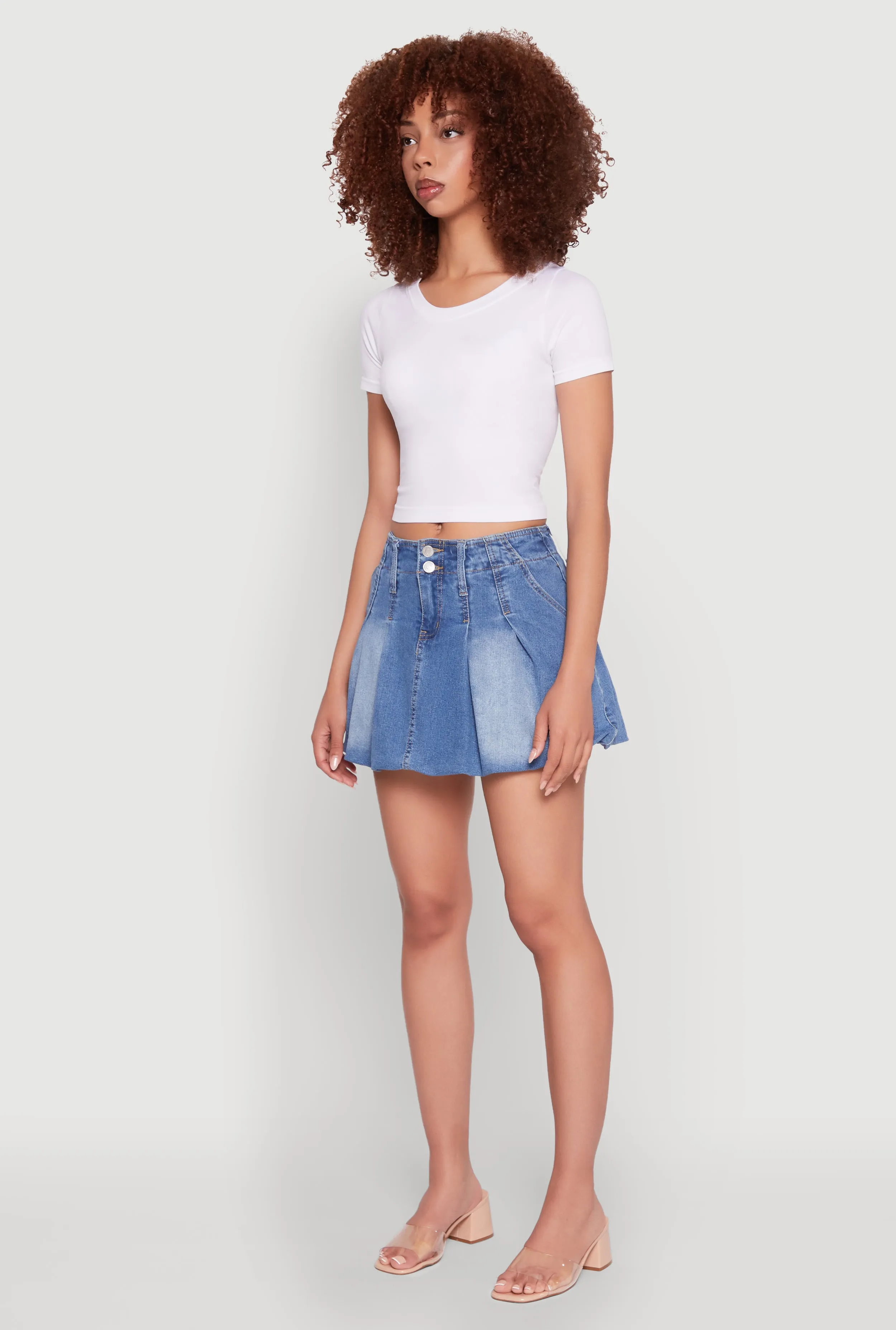 Almost Famous Pleated Bubble Hem Denim Skirt sold by Rainbow product image thumbnail 3
