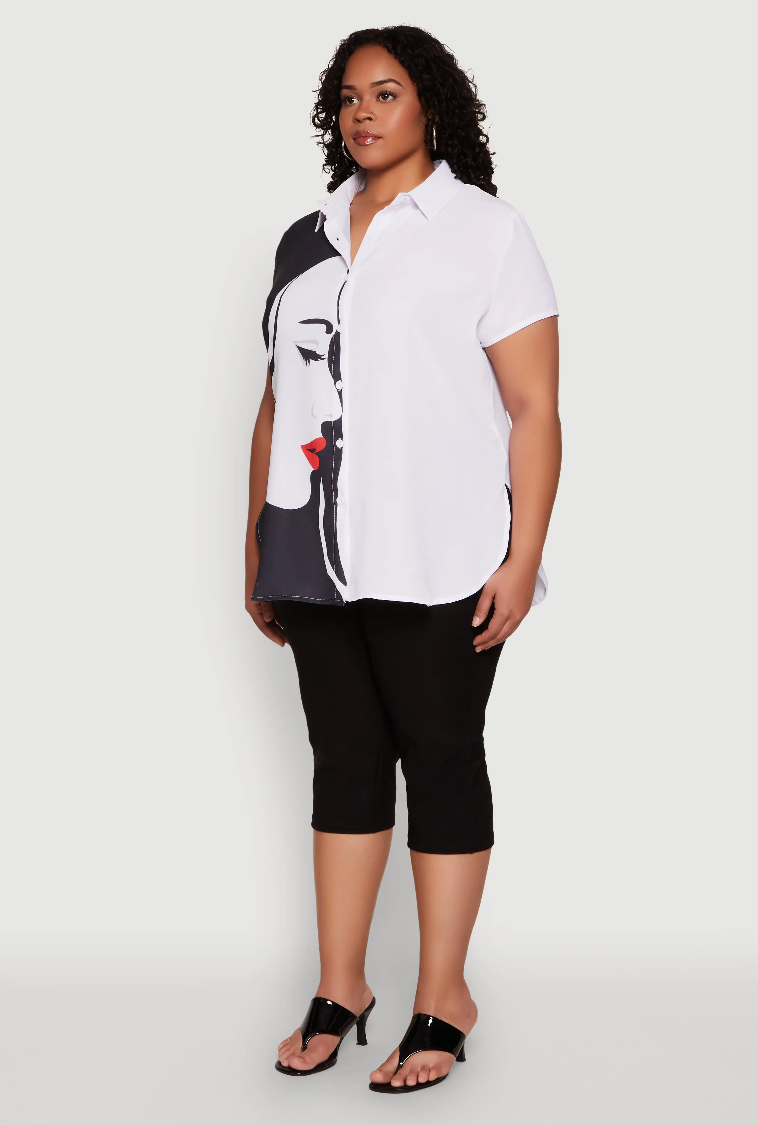 Plus Size Two Tone Face Print Shirt sold by Rainbow product image thumbnail 5