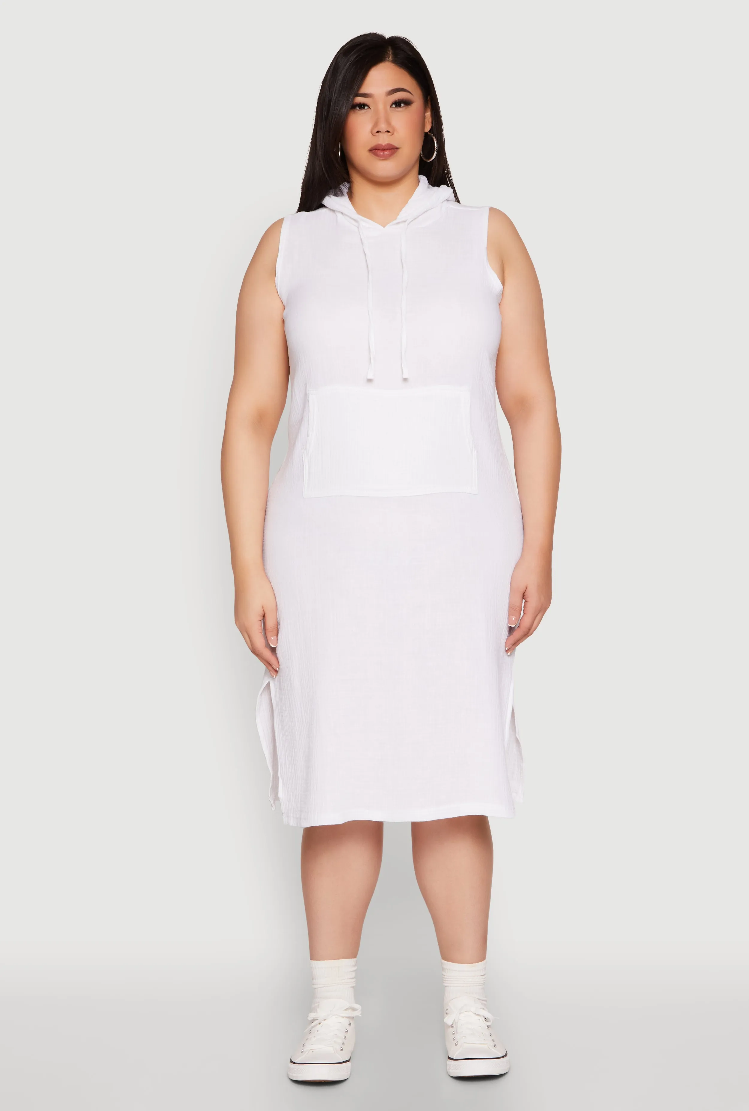 Plus Size Kangaroo Pocket Hooded Tank Dress sold by Rainbow product image thumbnail 2