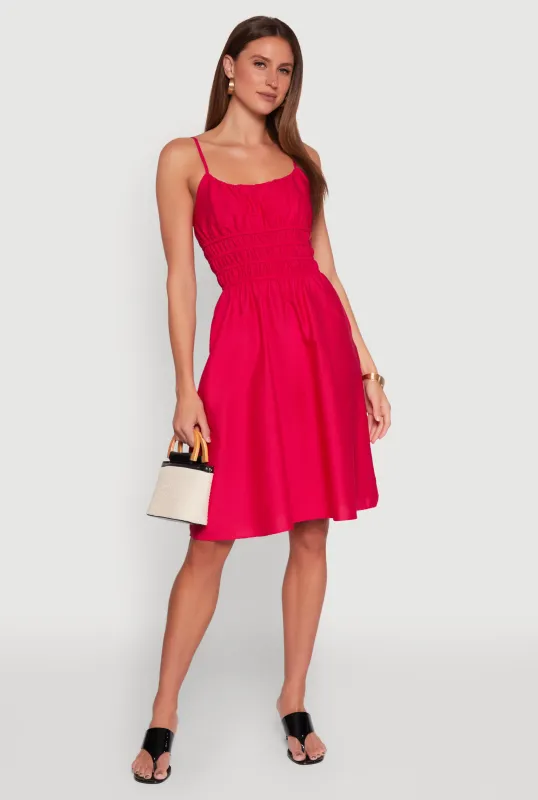 Smocked Waist Poplin Midi Dress sold by Rainbow