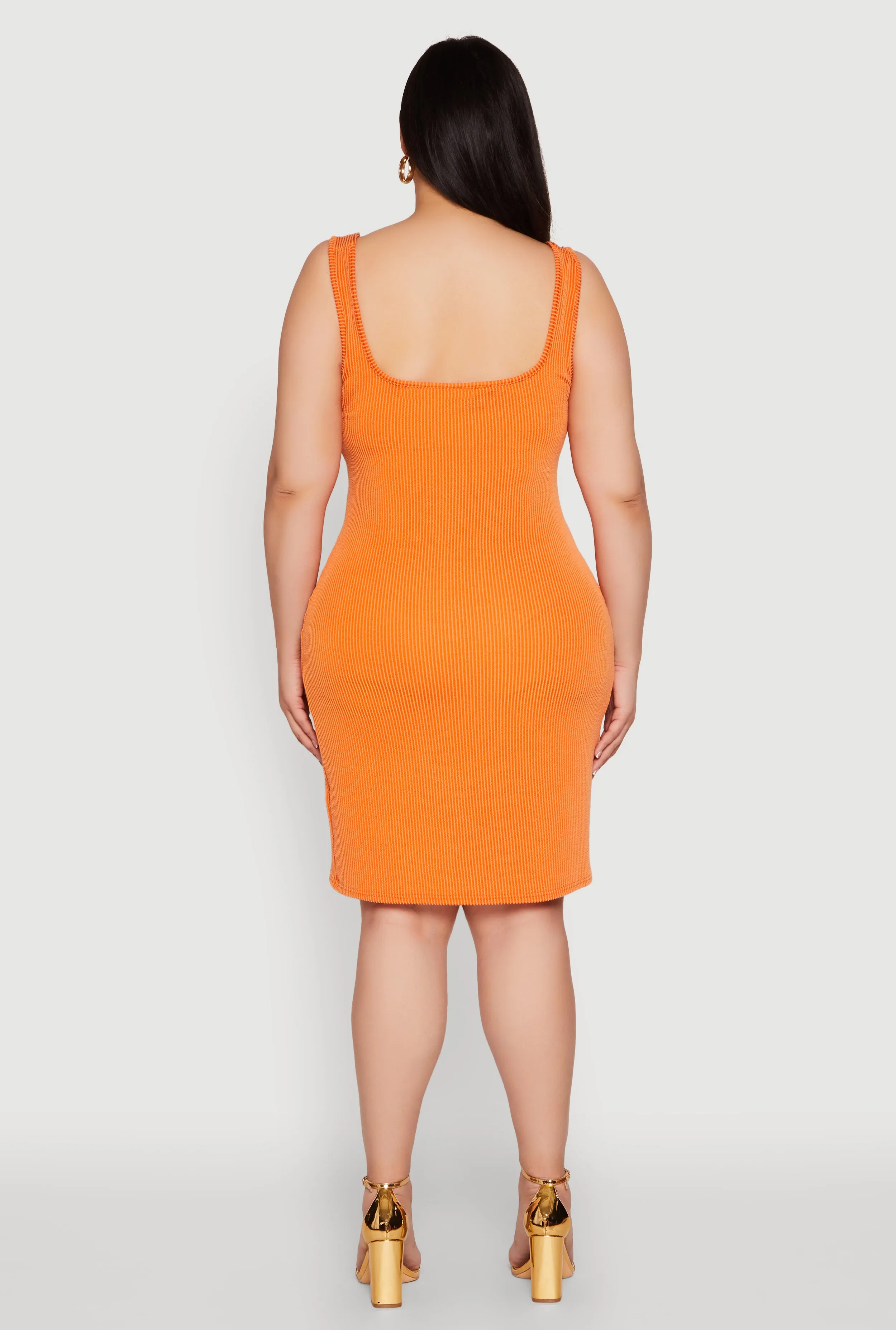 Plus Size Ribbed Knit Square Neck Tank Dress sold by Rainbow product image thumbnail 5