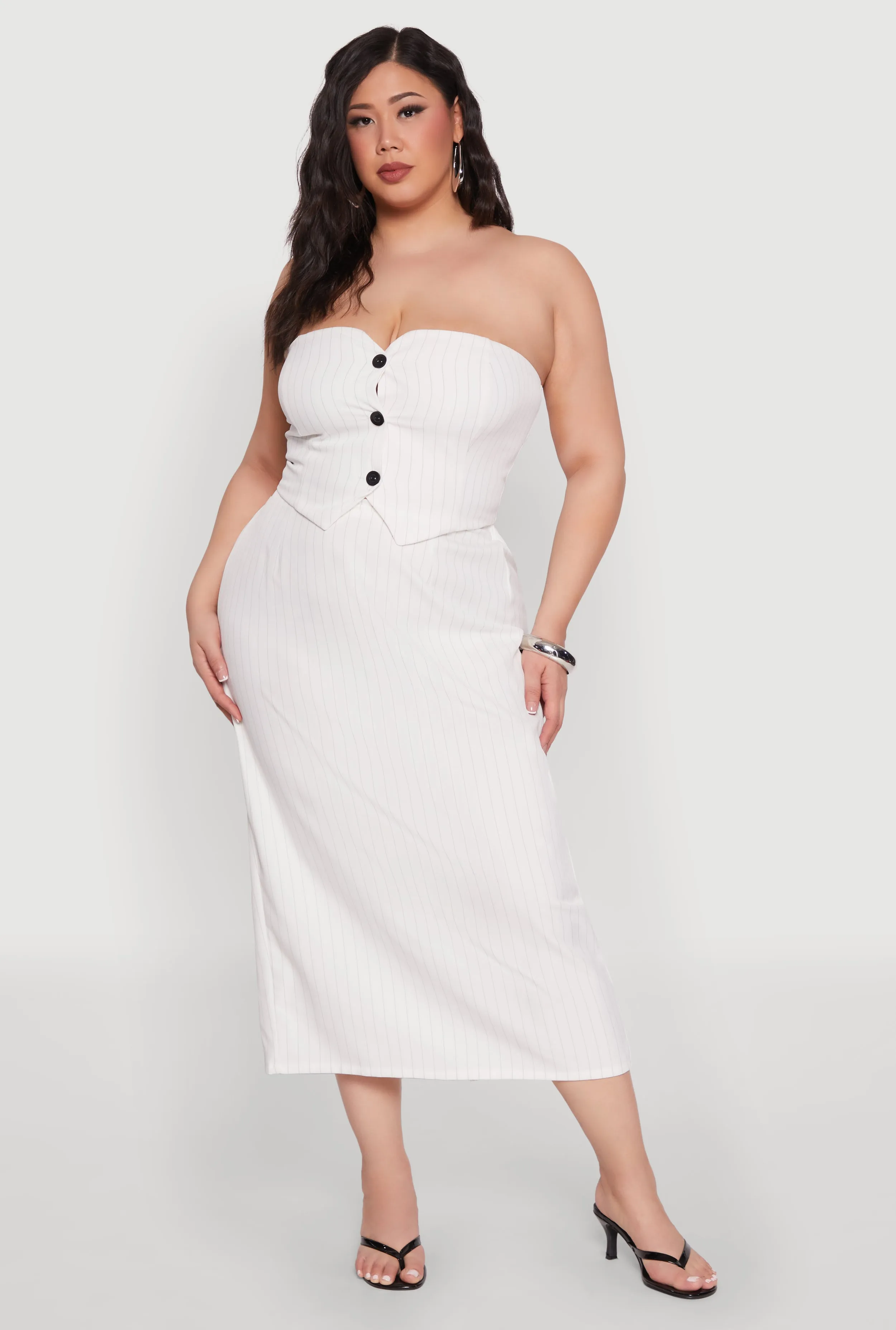 Plus Size Pinstripe High Waist Skirt sold by Rainbow product image thumbnail 2