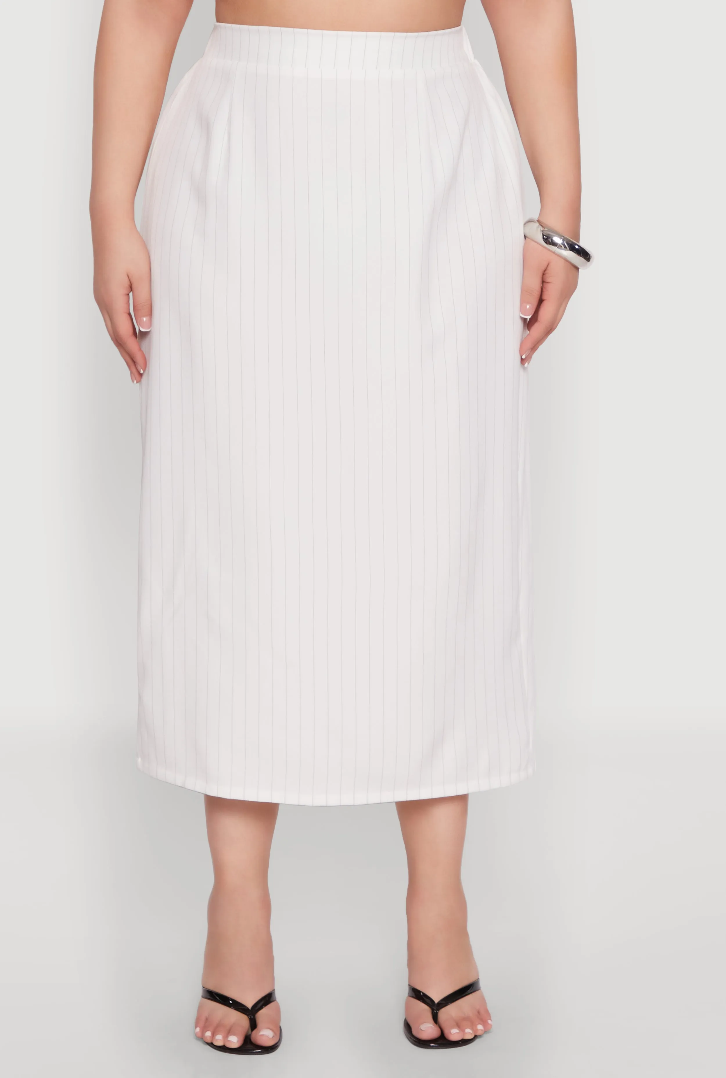 Plus Size Pinstripe High Waist Skirt sold by Rainbow product image thumbnail 3