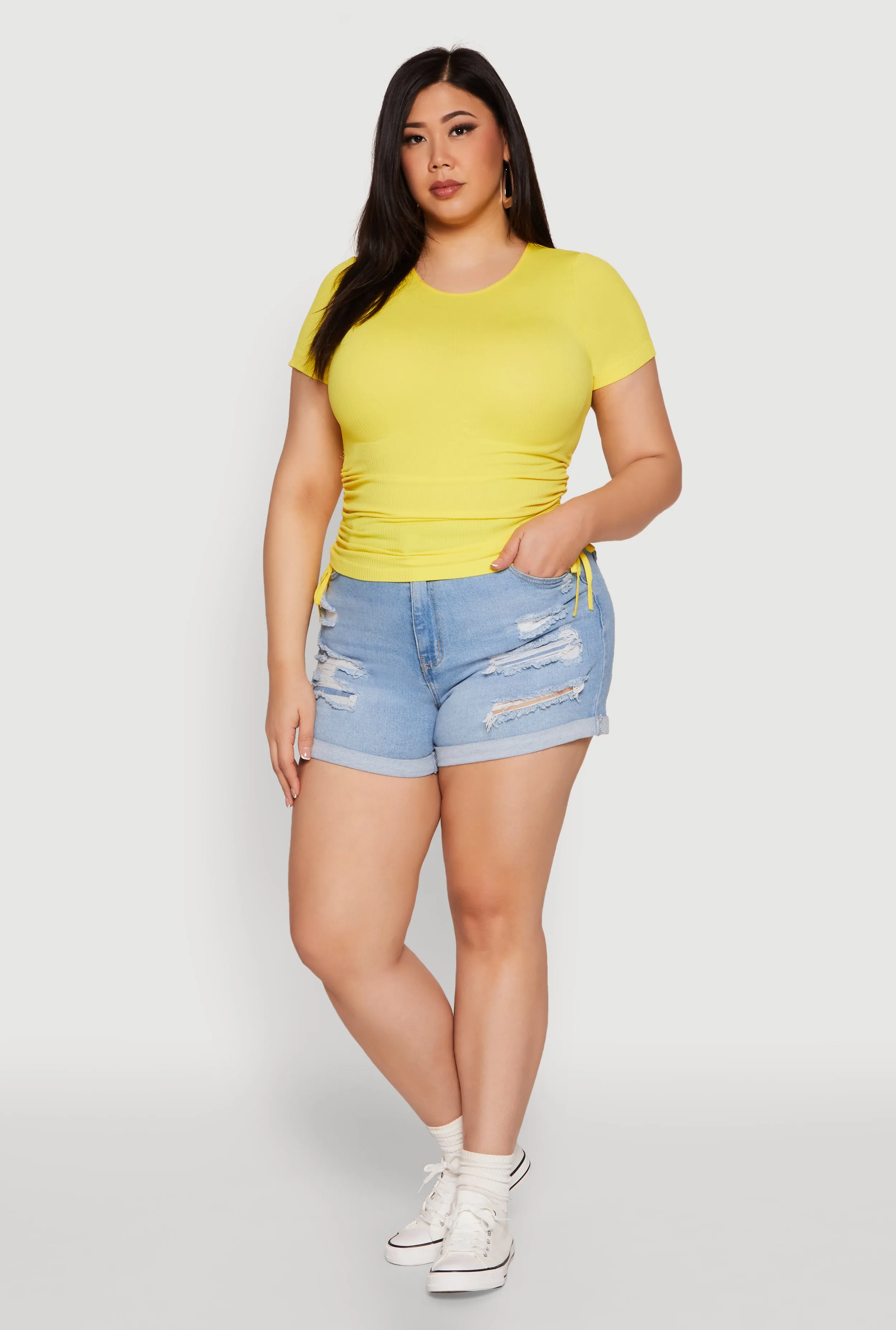 Plus Size Seamless Drawstring Side Tee sold by Rainbow product image thumbnail 3