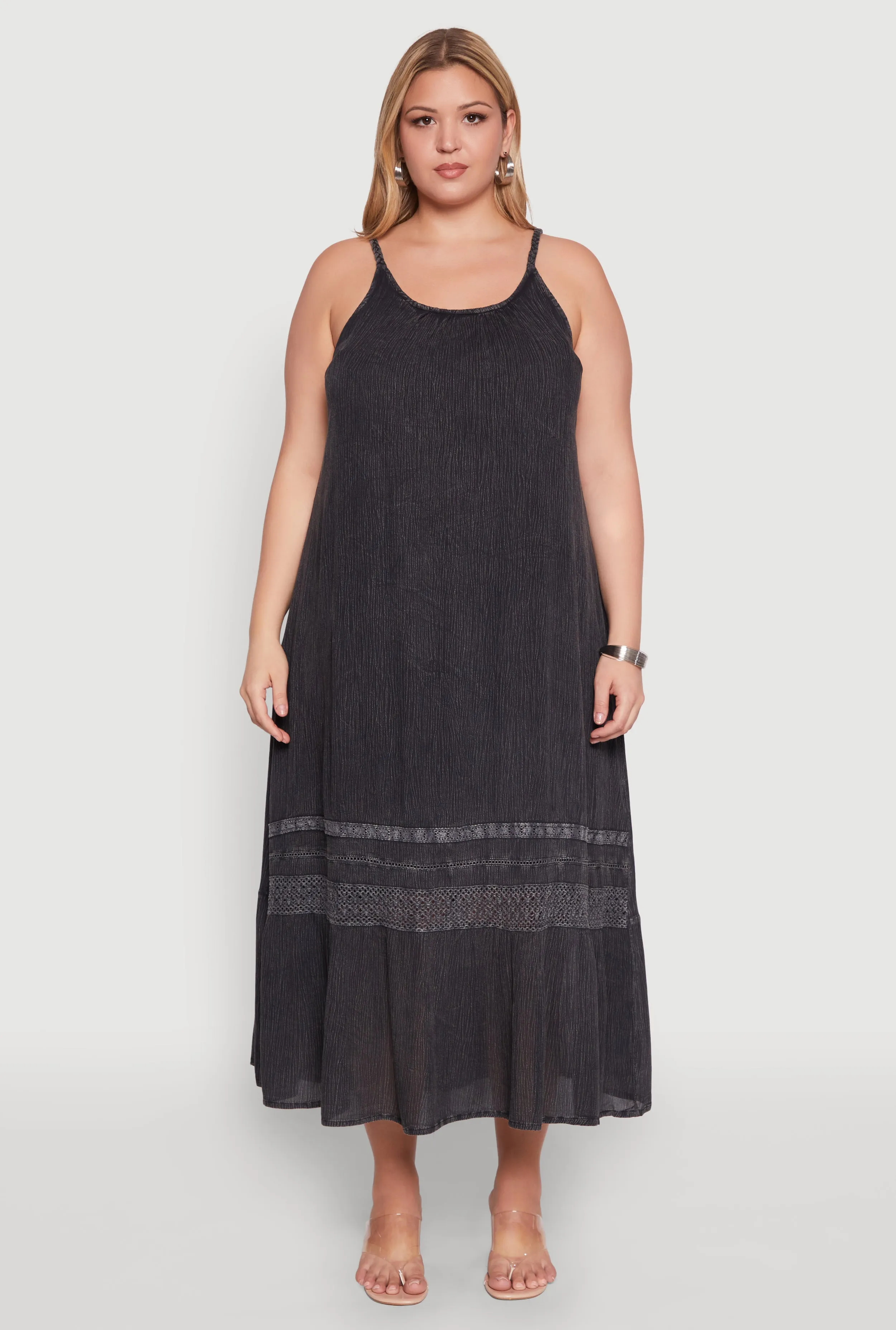 Plus Size Ruffle Trim Maxi Dress sold by Rainbow