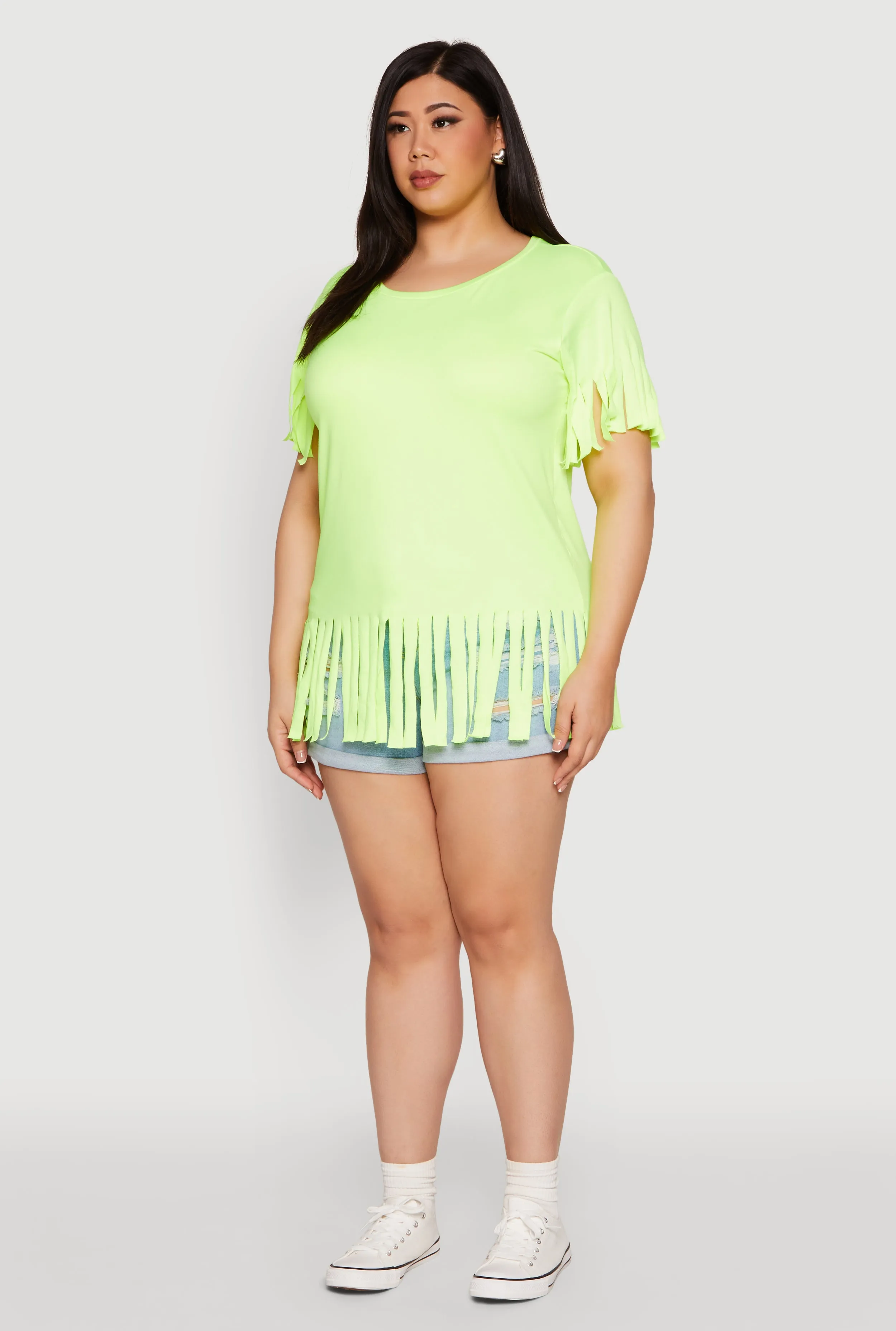 Plus Size Fringe Hem Tee sold by Rainbow product image thumbnail 5
