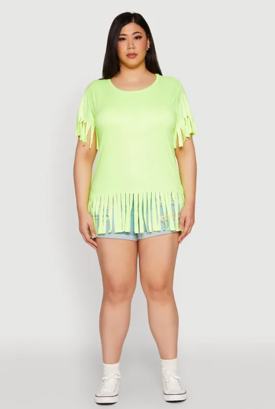 Plus Size Fringe Hem Tee sold by Rainbow