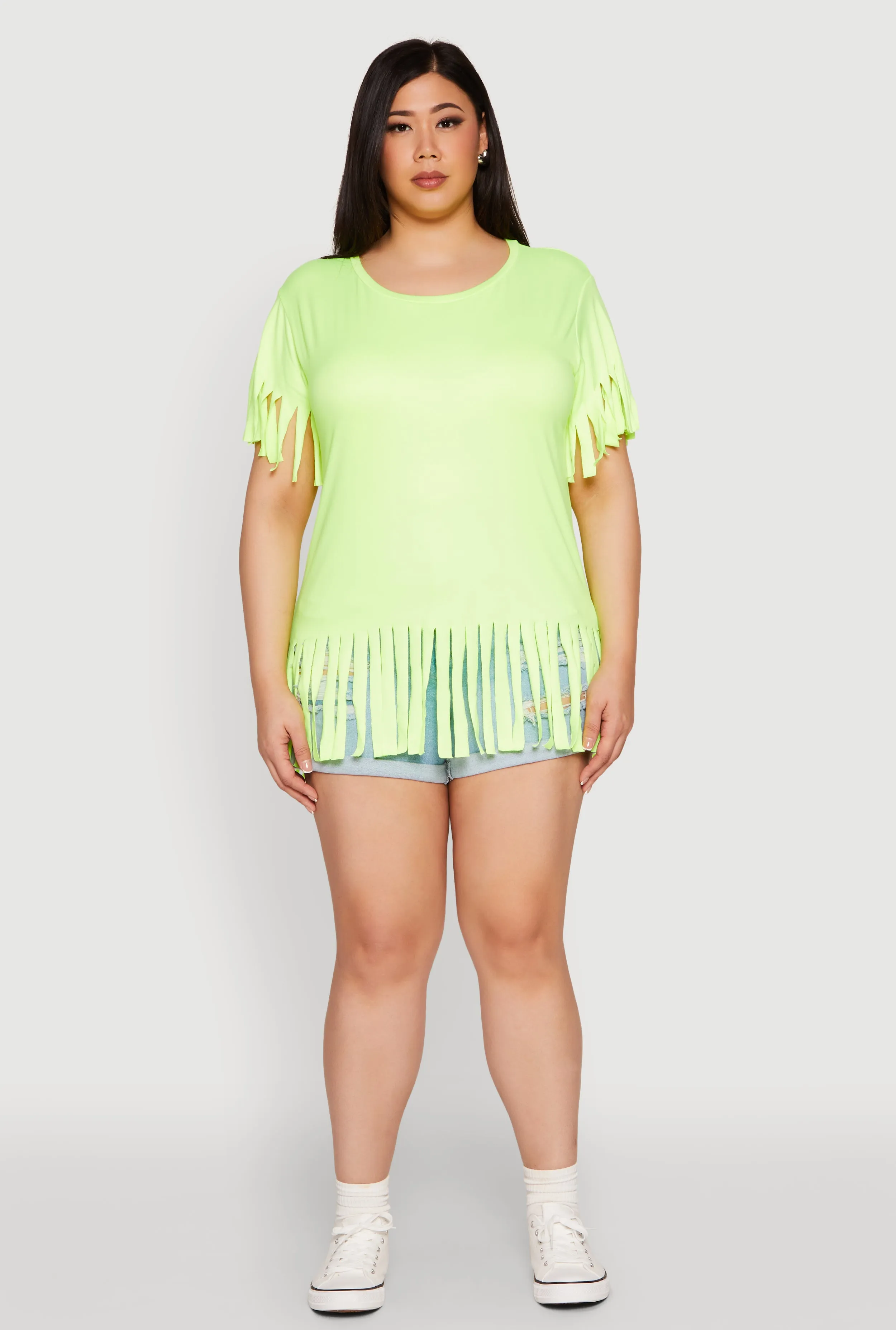 Plus Size Fringe Hem Tee sold by Rainbow