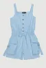 Girls Button Front Tabbed Cargo Pocket Romper sold by Rainbow