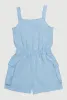 Girls Button Front Tabbed Cargo Pocket Romper sold by Rainbow