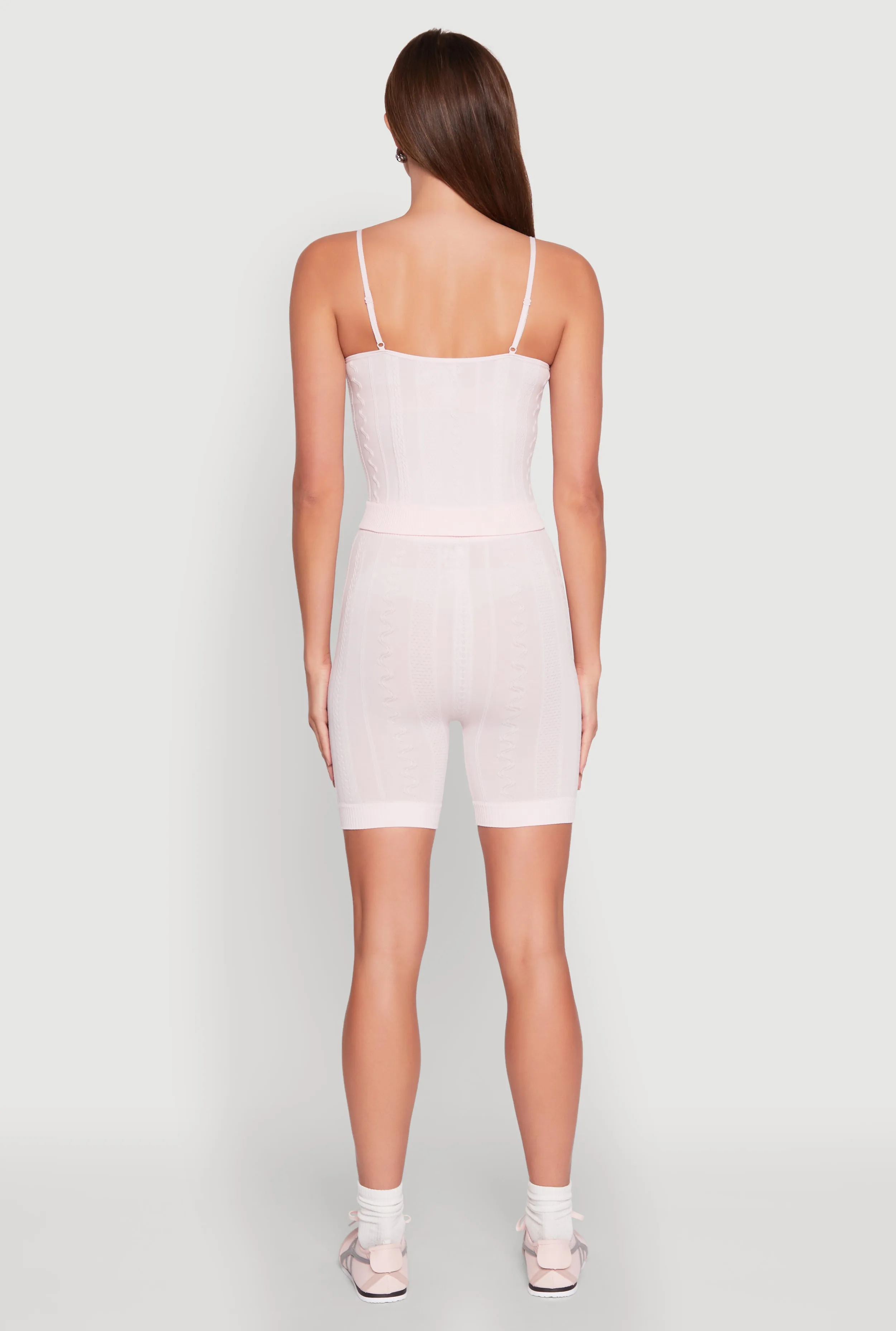 Seamless Textured Knit Cropped Cami and Bike Shorts sold by Rainbow product image thumbnail 5