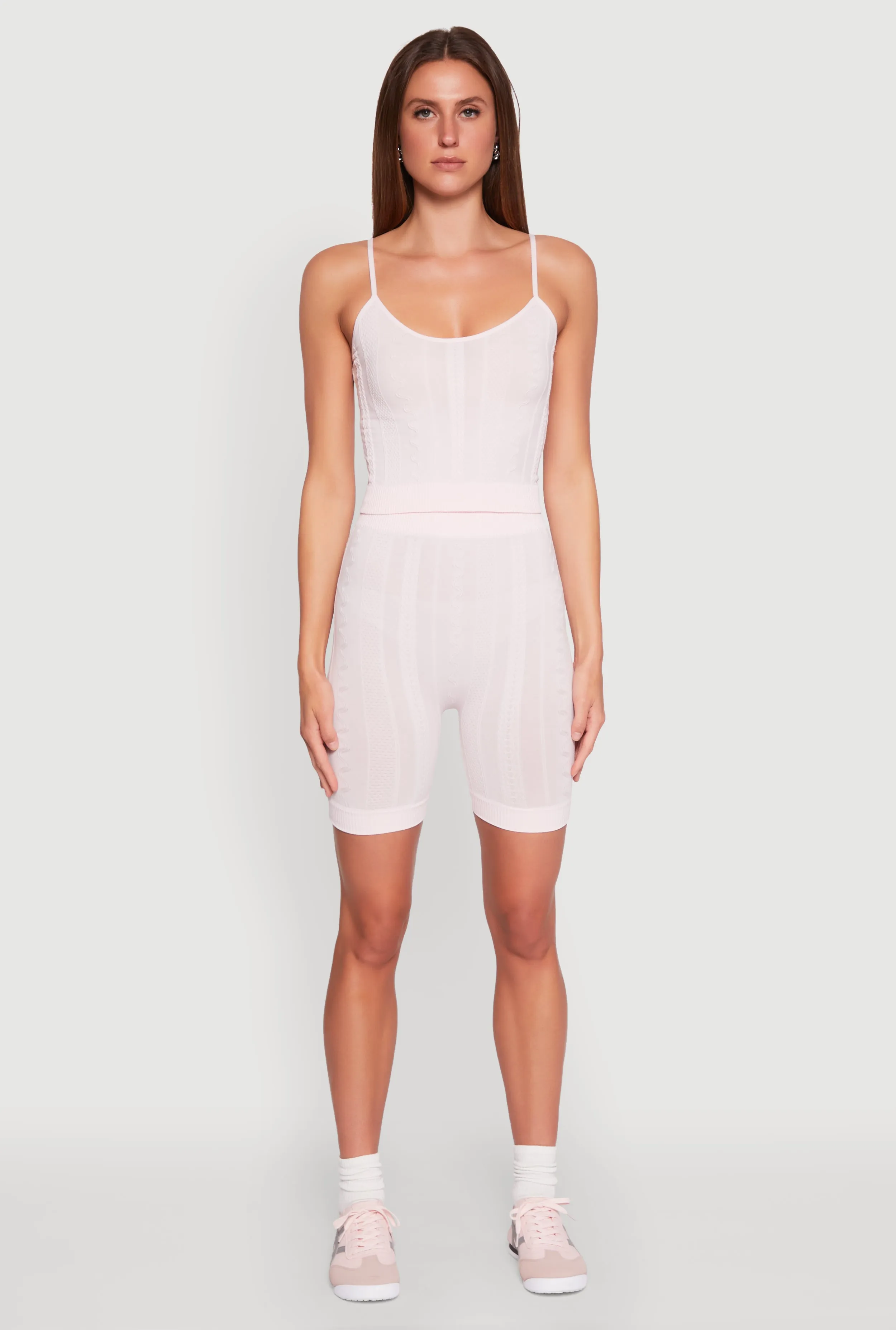 Seamless Textured Knit Cropped Cami and Bike Shorts sold by Rainbow product image thumbnail 2