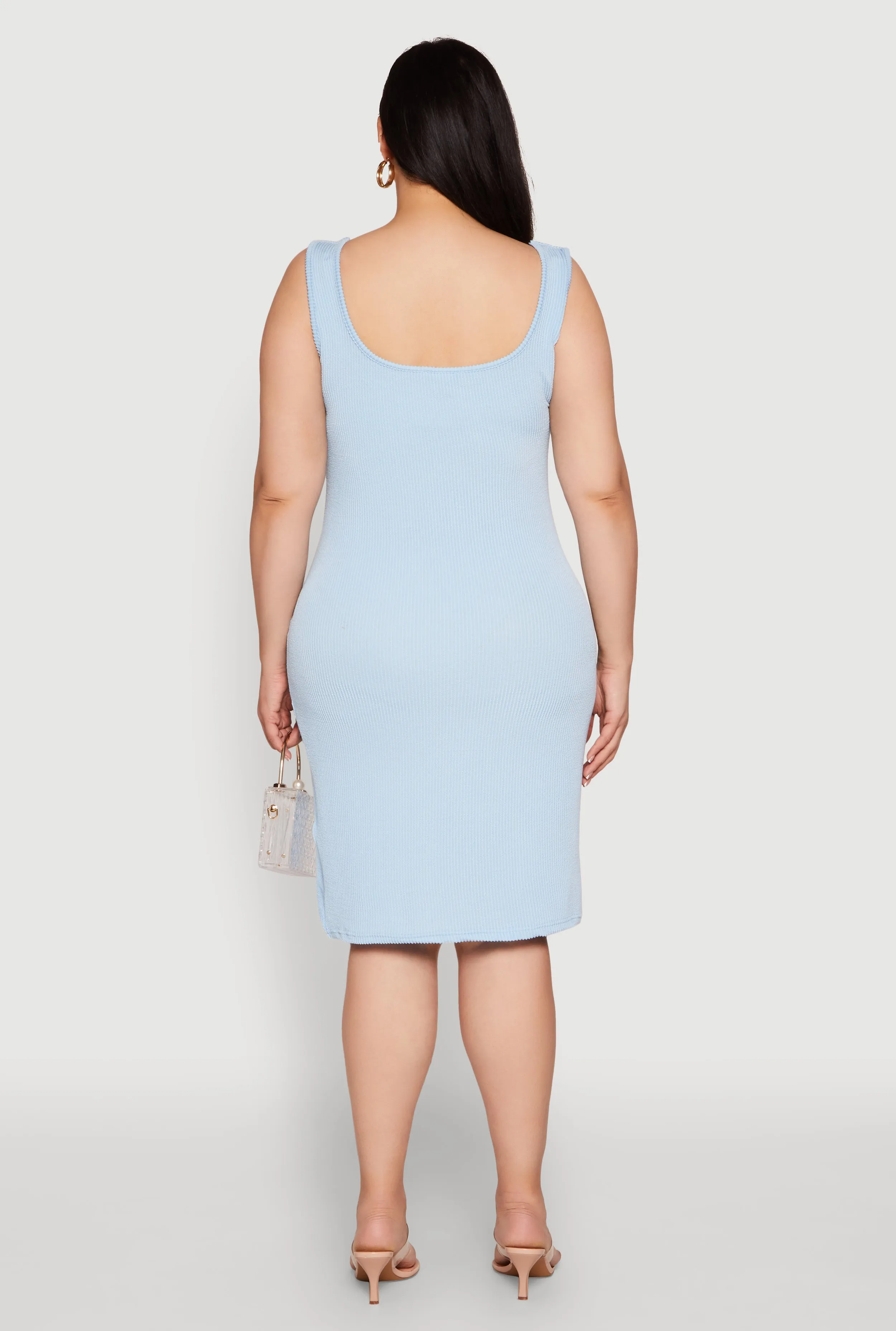 Plus Size Ribbed Knit Square Neck Tank Dress sold by Rainbow product image thumbnail 5