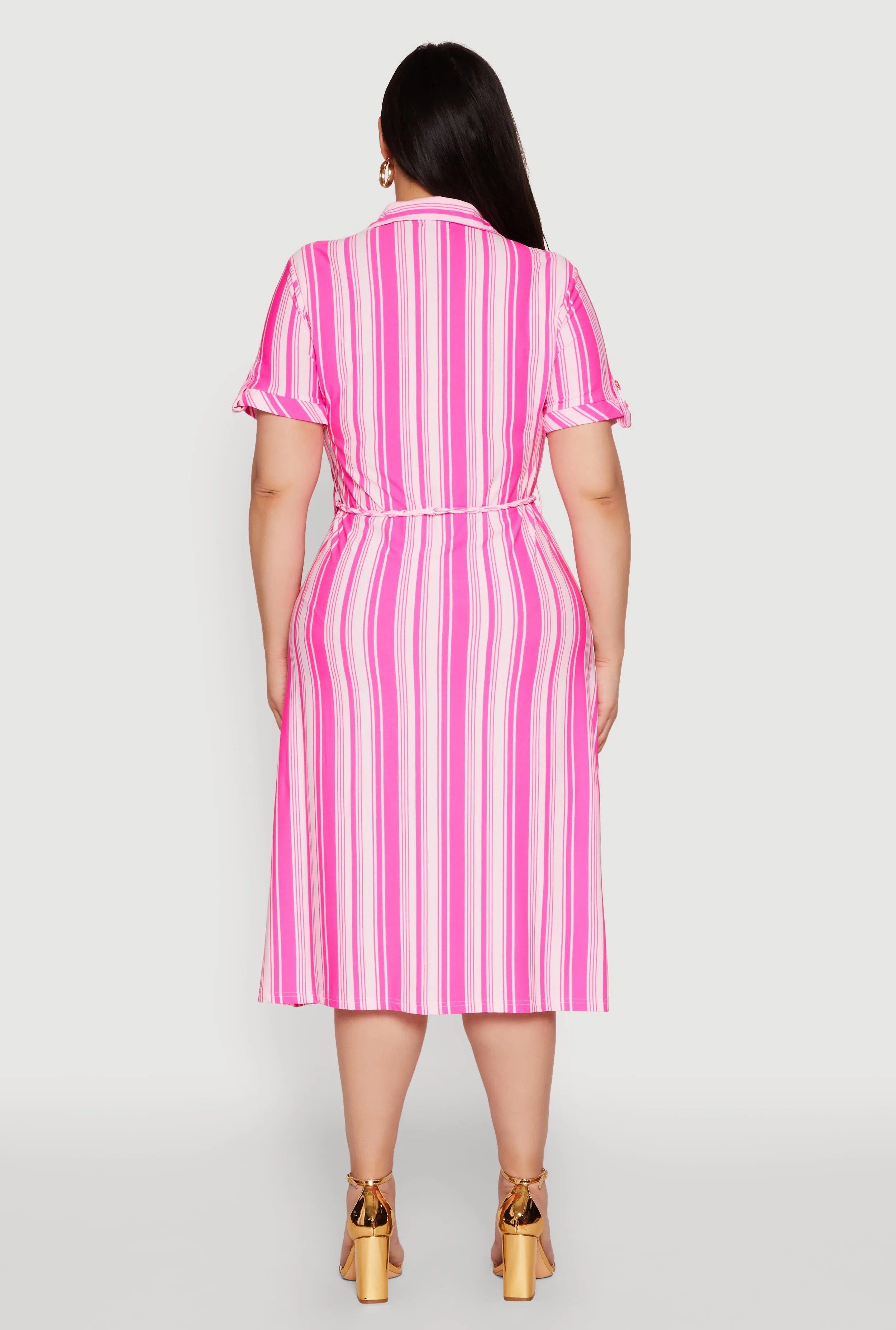 Plus Size Striped Midi Shirt Dress sold by Rainbow product image thumbnail 5