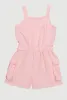 Girls Button Front Tabbed Cargo Pocket Romper sold by Rainbow