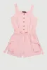 Girls Button Front Tabbed Cargo Pocket Romper sold by Rainbow