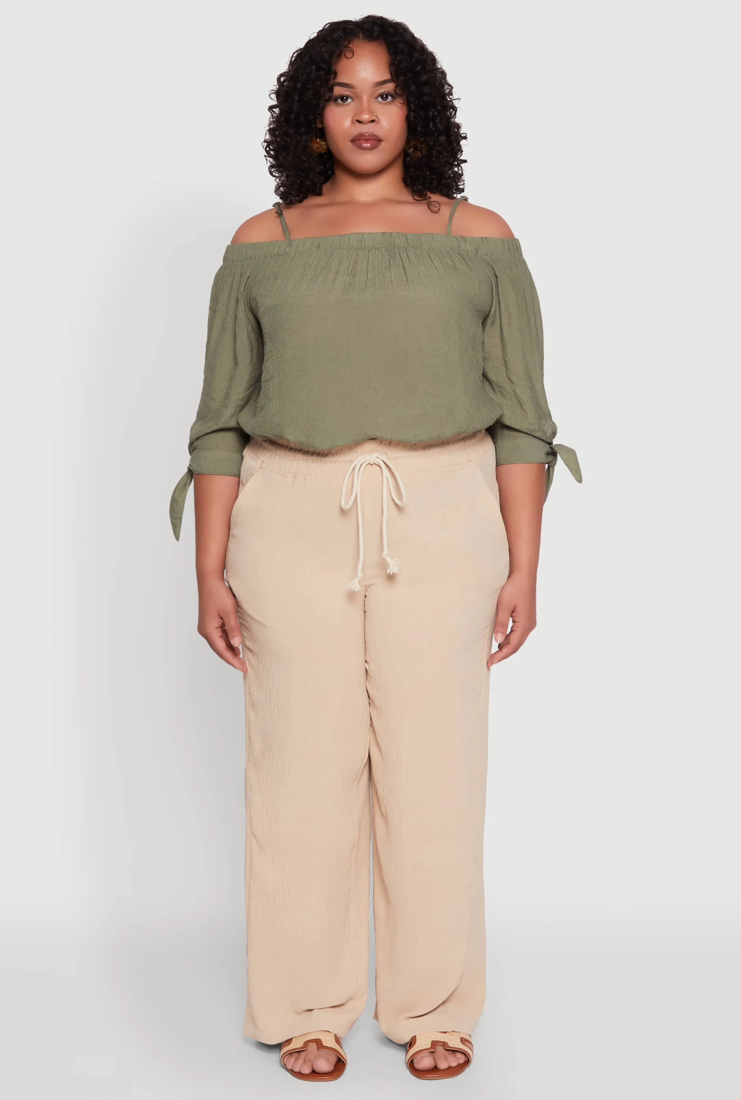 Plus Size Airy High Waisted Palazzo Pants sold by Rainbow product image thumbnail 2