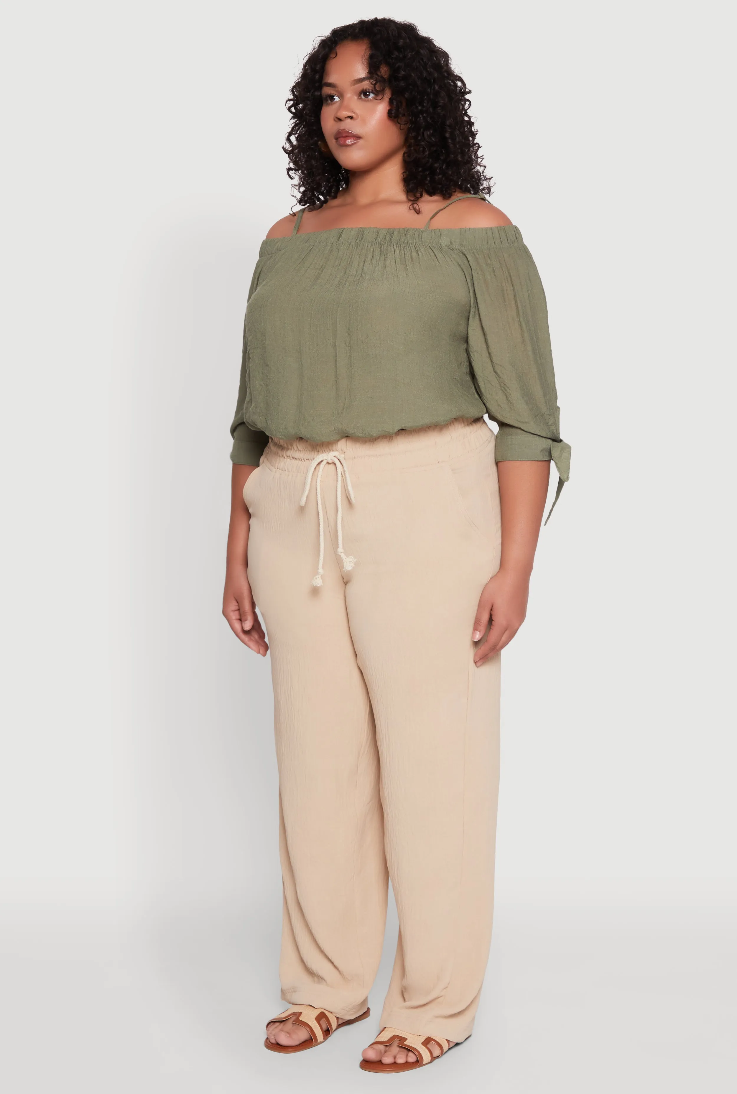 Plus Size Airy High Waisted Palazzo Pants sold by Rainbow product image thumbnail 3