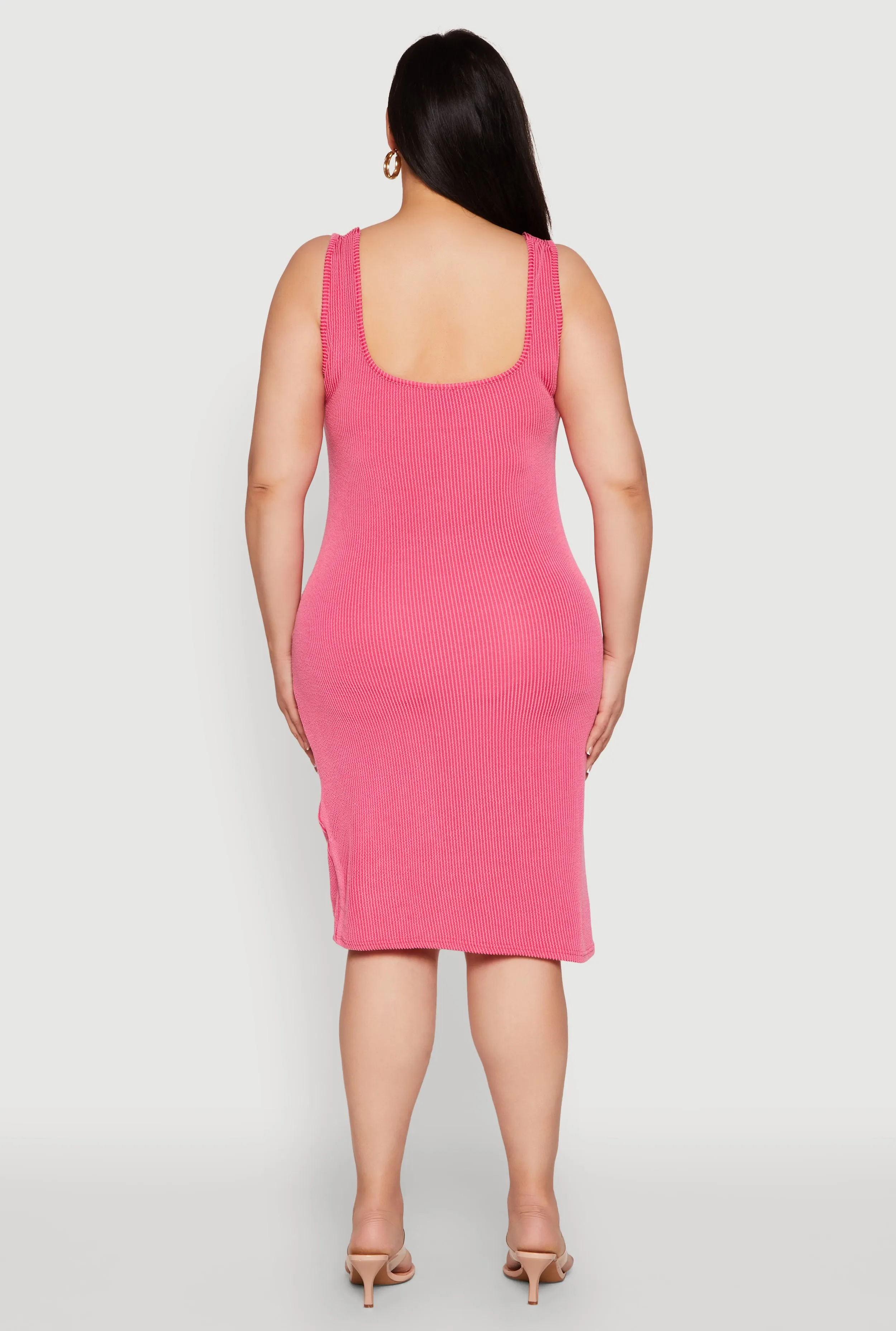 Plus Size Ribbed Knit Square Neck Tank Dress sold by Rainbow product image thumbnail 5