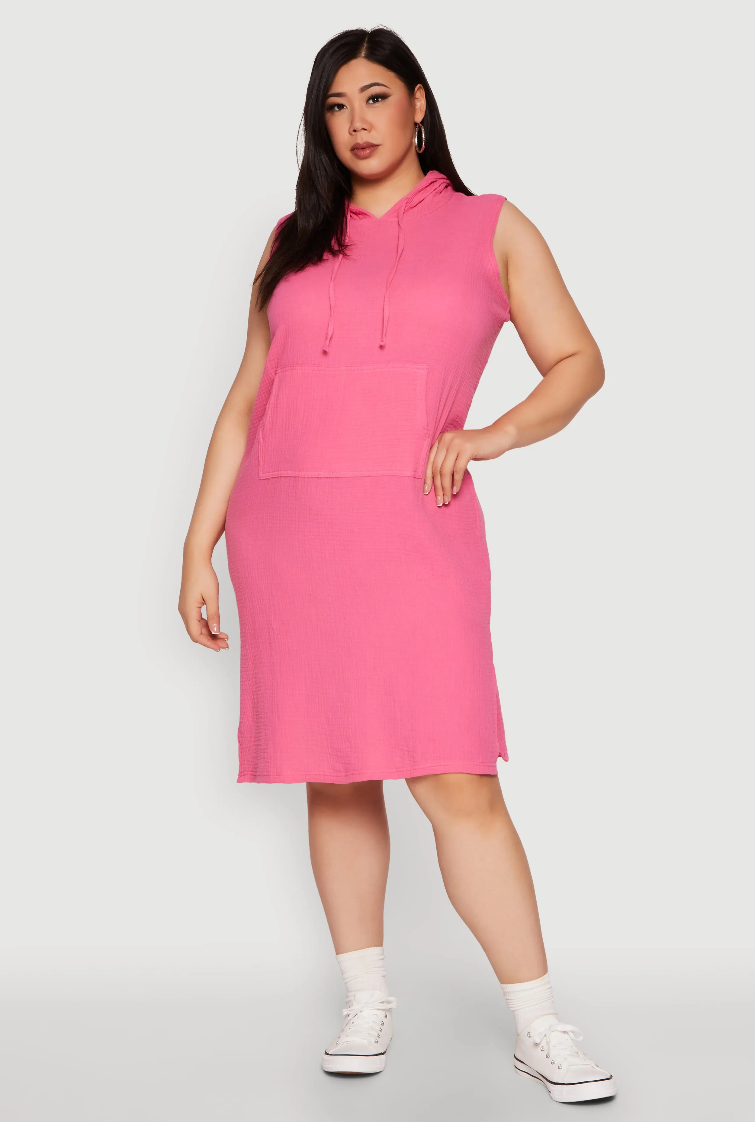 Plus Size Kangaroo Pocket Hooded Tank Dress sold by Rainbow product image thumbnail 2