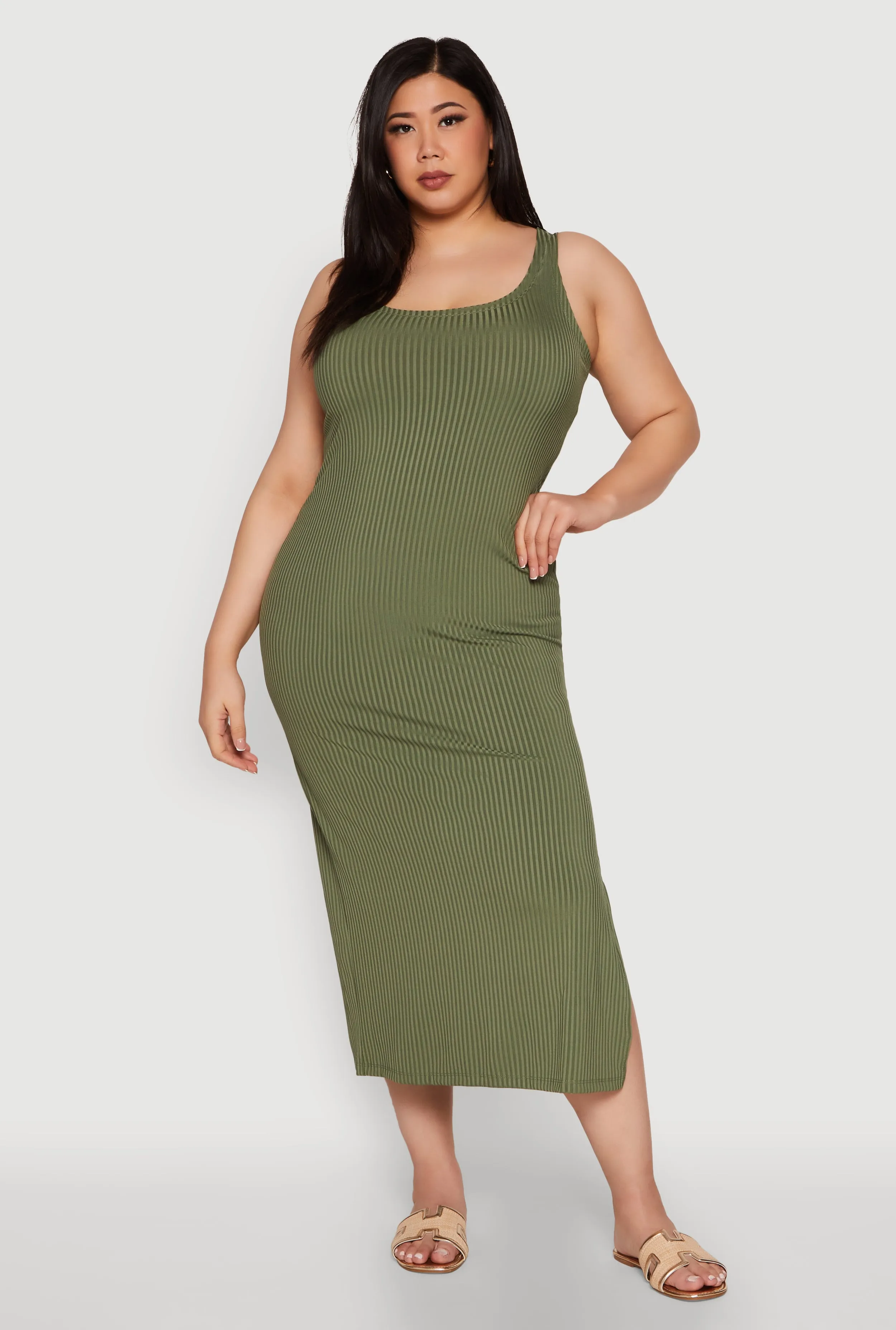 Plus Size Ribbed Knit Maxi Tank Dress sold by Rainbow product image thumbnail 2