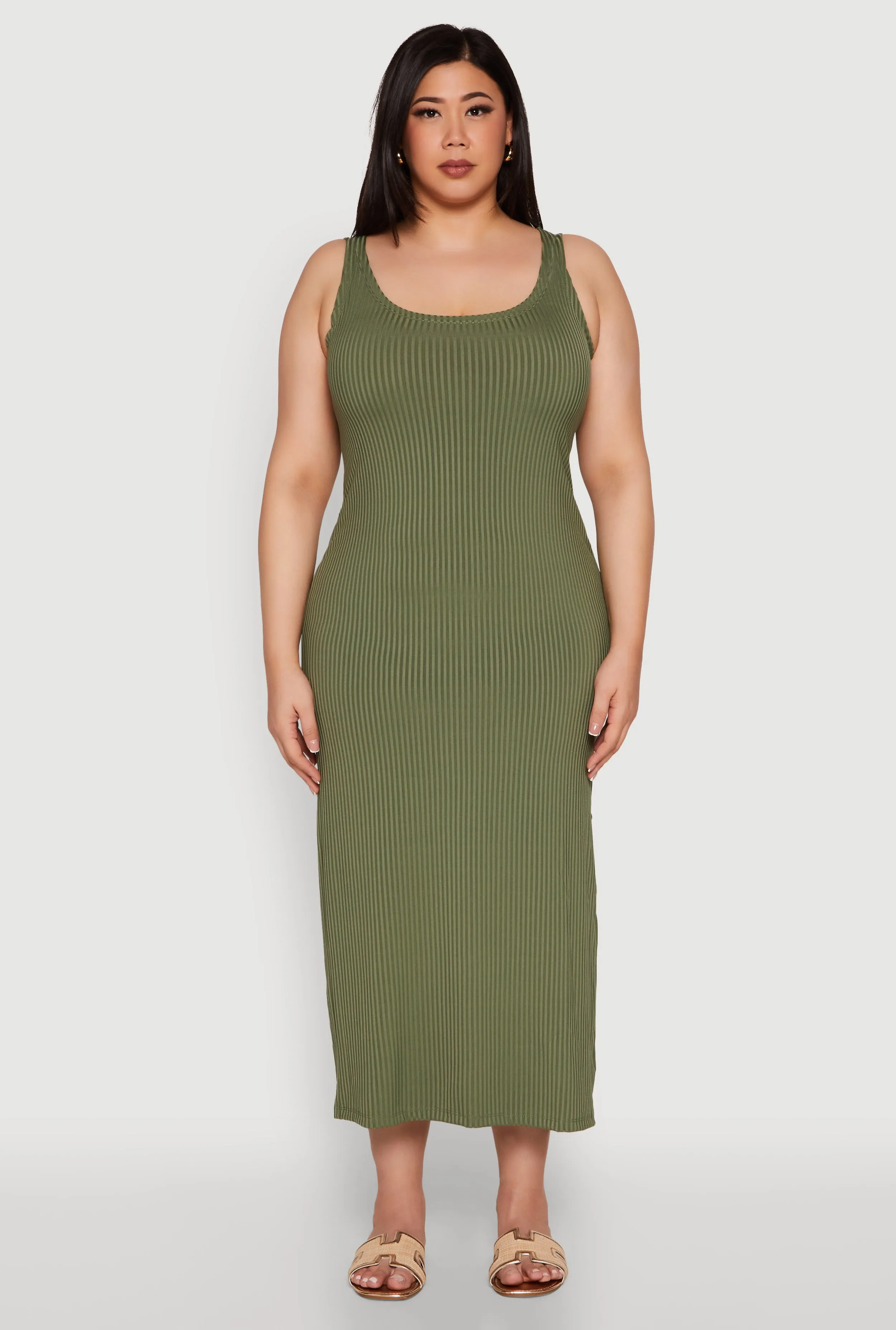 Plus Size Ribbed Knit Maxi Tank Dress sold by Rainbow